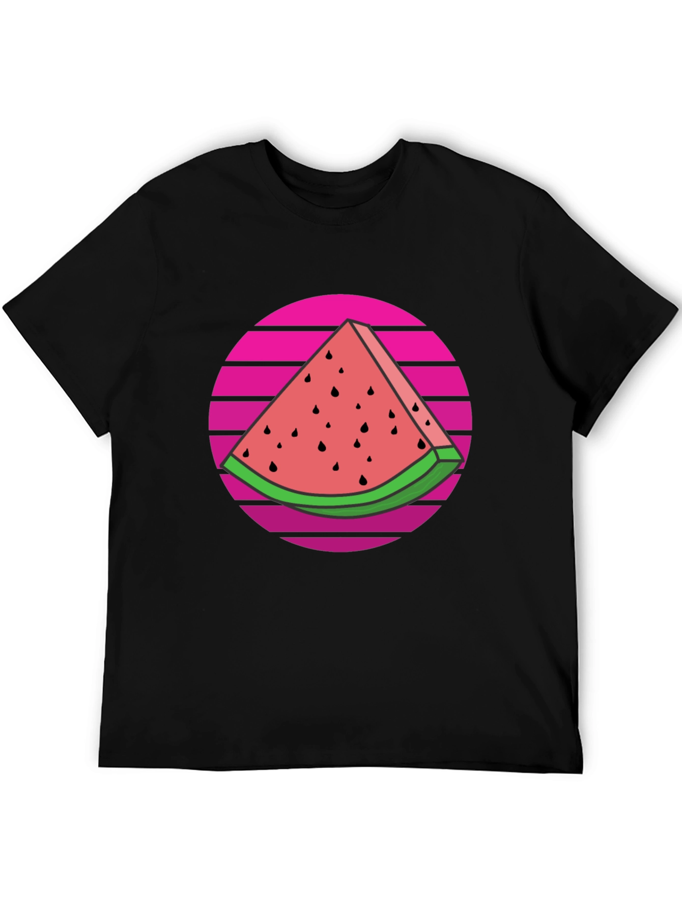 Retro Watermelon Slice Graphic Tee - Black