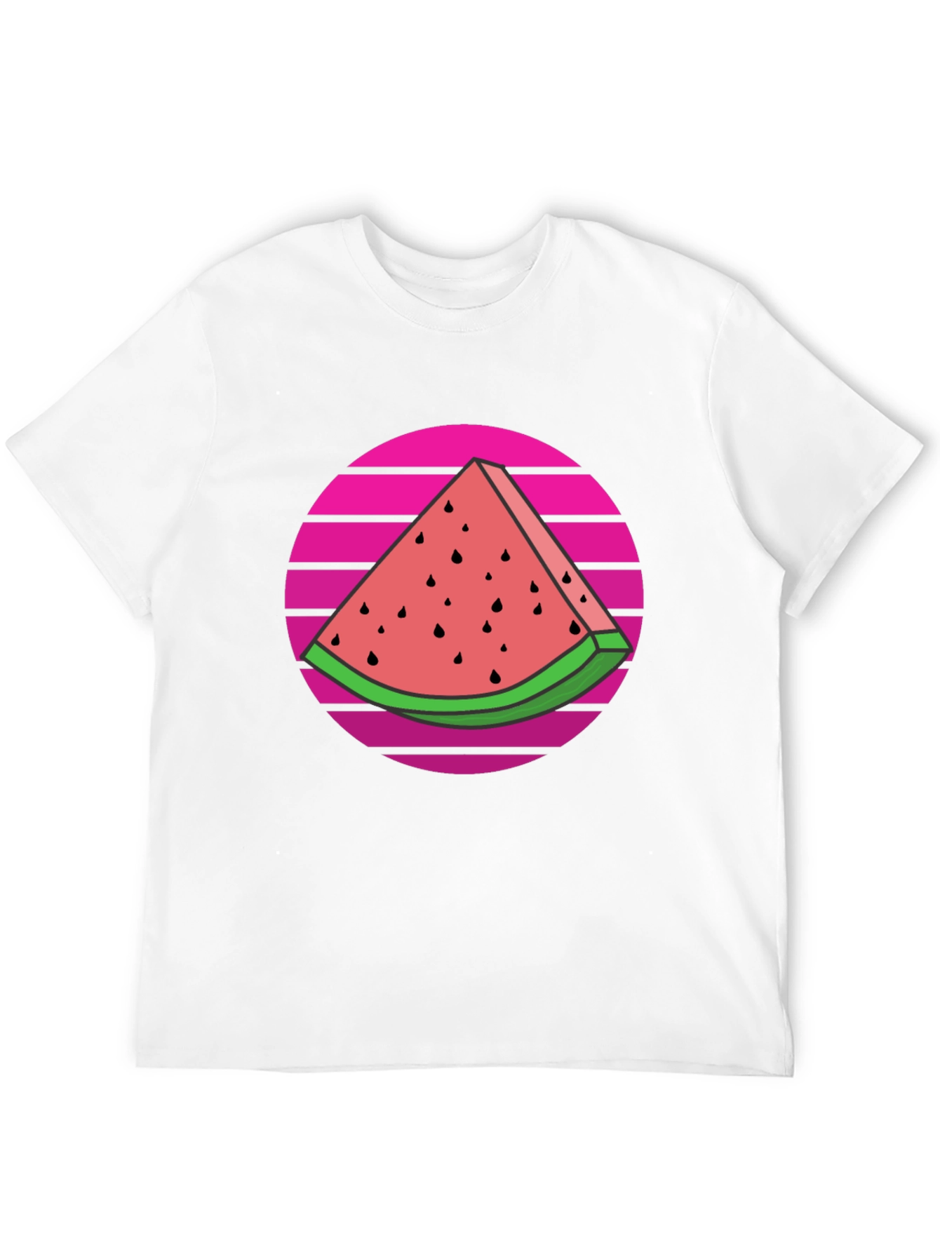 Retro Watermelon Slice Graphic Tee - Black