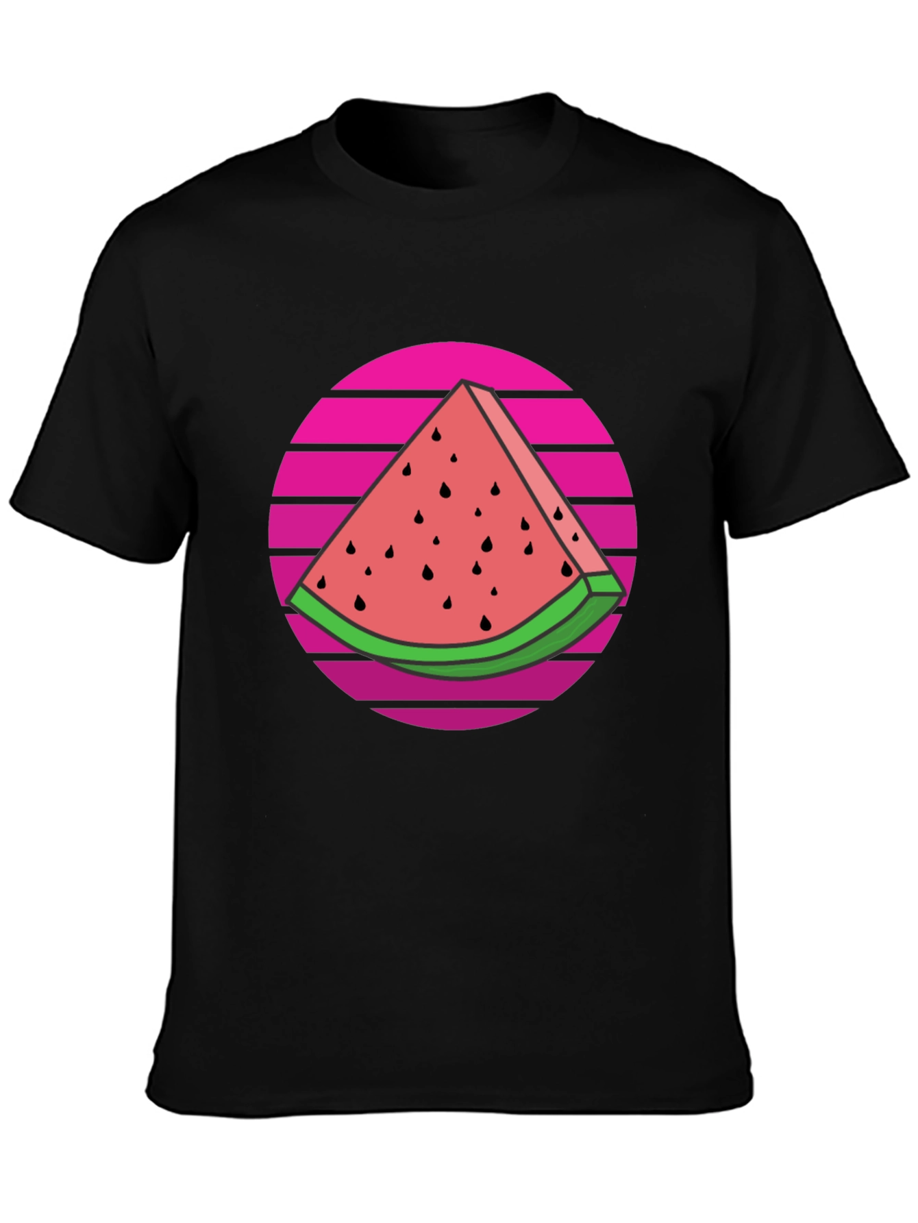 Retro Watermelon Slice Graphic Tee - Black