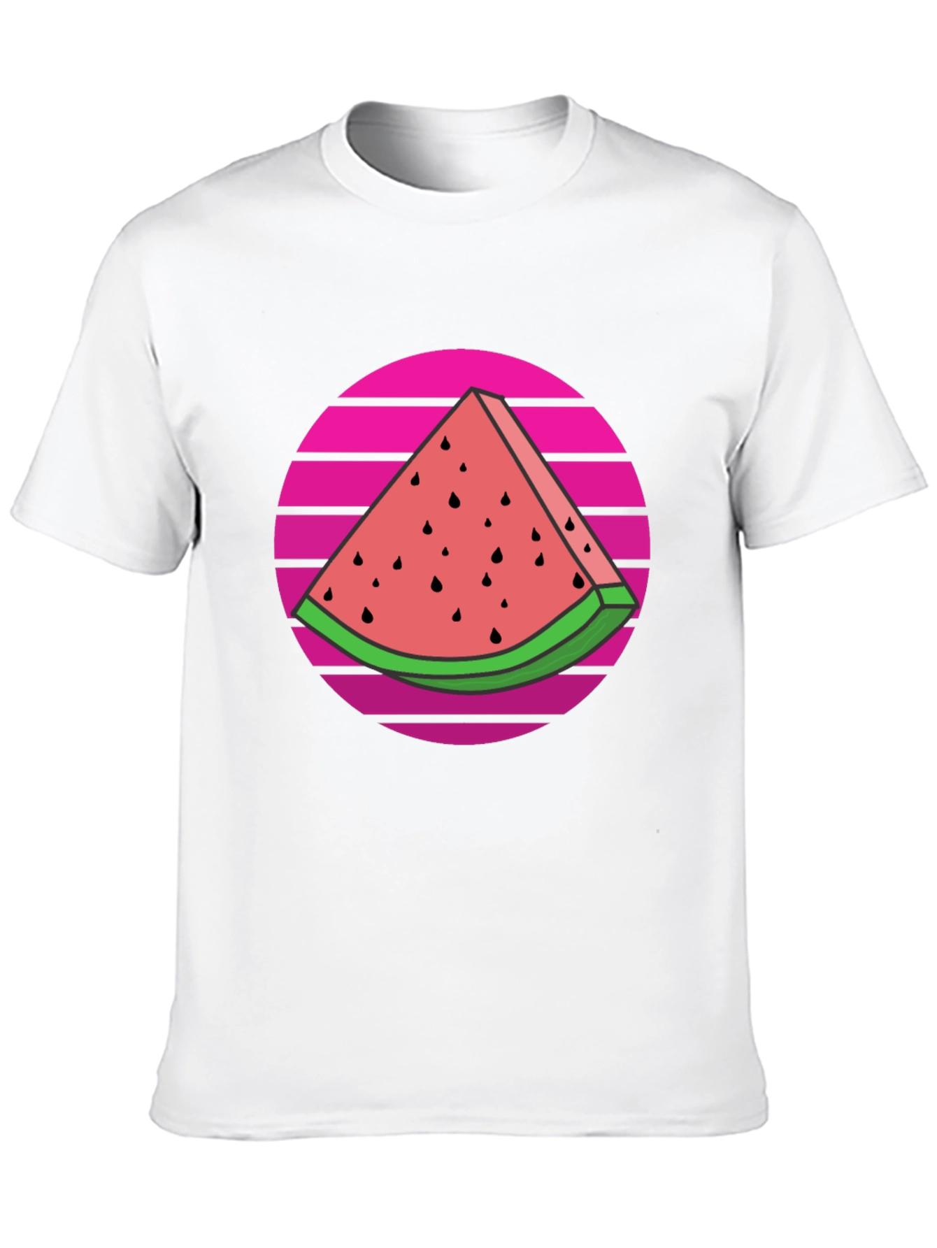 Retro Watermelon Slice Graphic Tee - Black