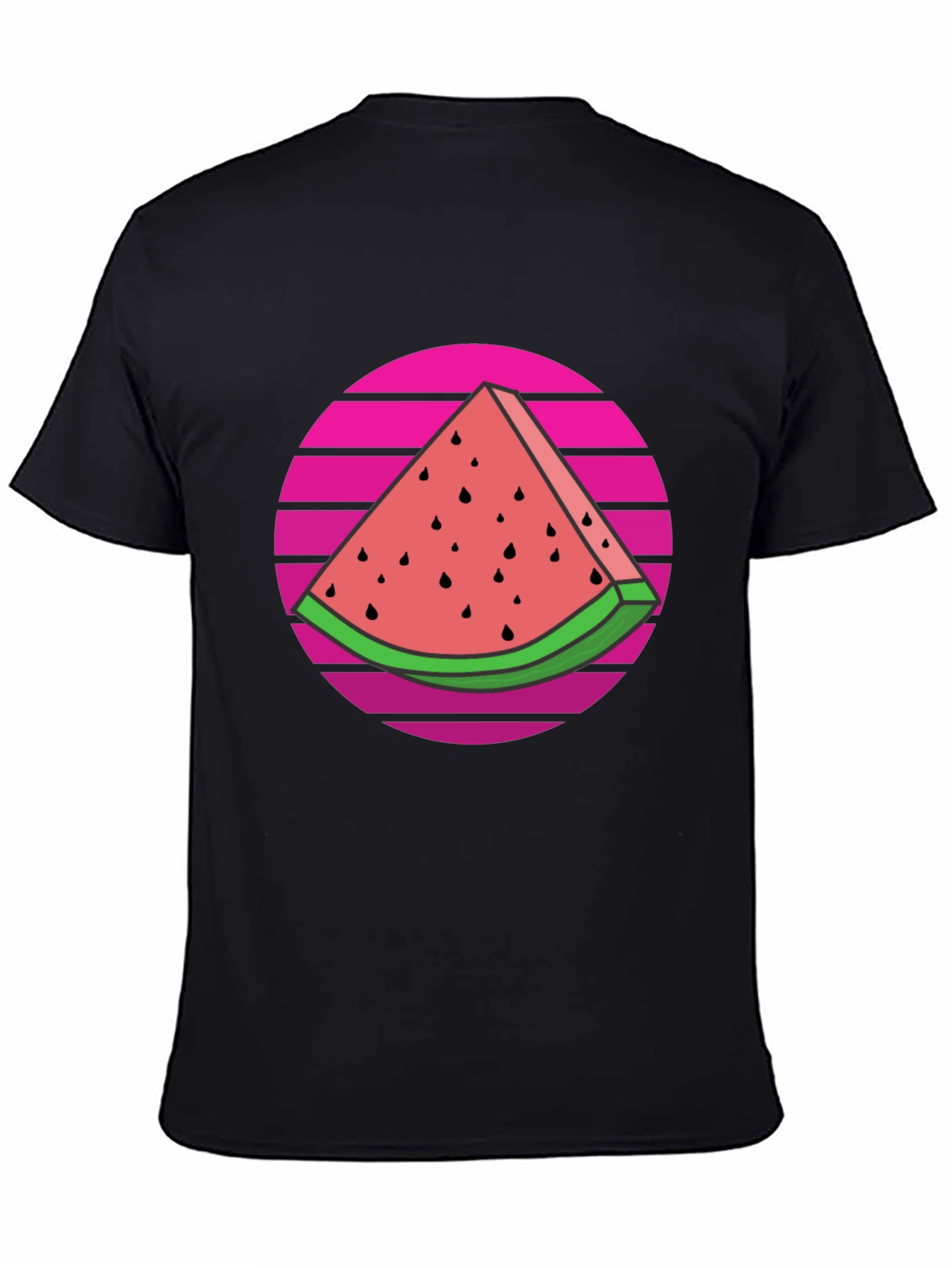Retro Watermelon Slice Graphic Tee - Black