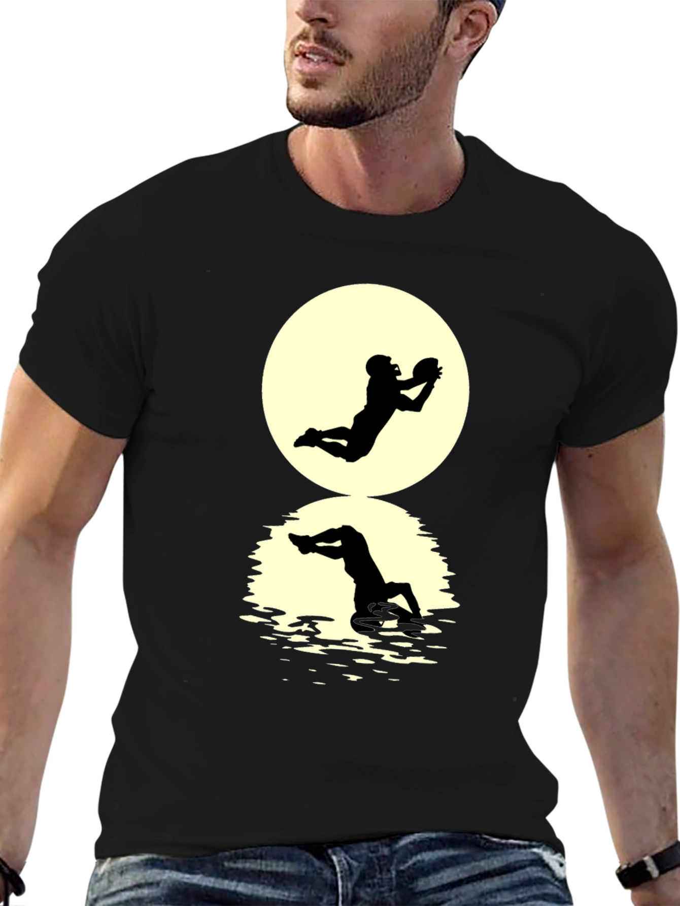 Football Silhouette Graphic Tee - Black