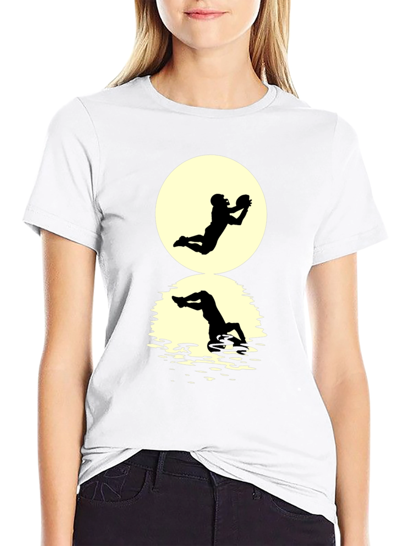 Football Silhouette Graphic Tee - Black