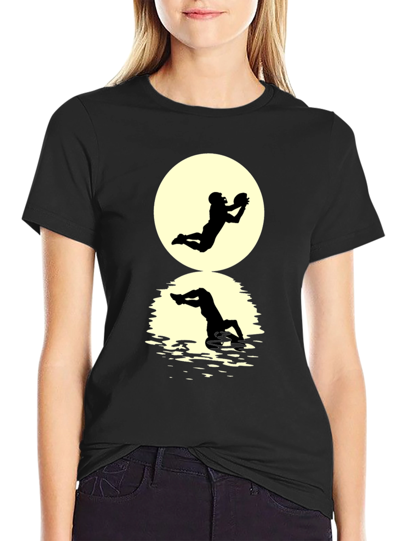 Football Silhouette Graphic Tee - Black