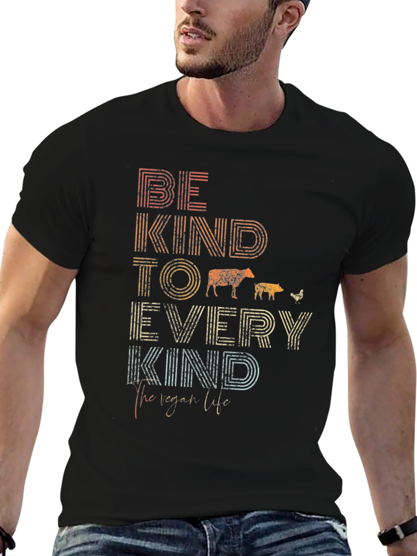 Be Kind Vegan Graphic Tee - Unisex Black T-Shirt