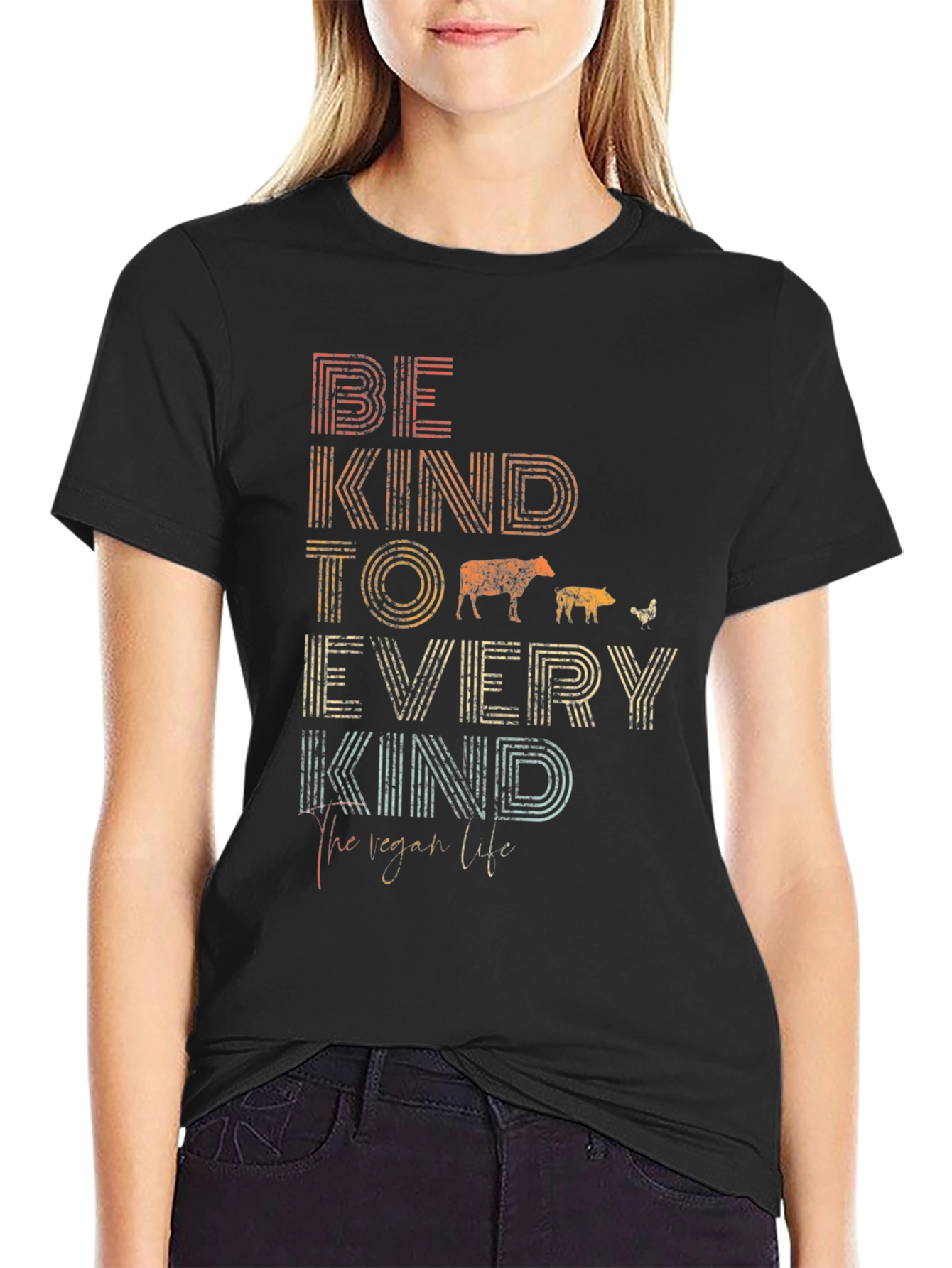 Be Kind Vegan Graphic Tee - Unisex Black T-Shirt