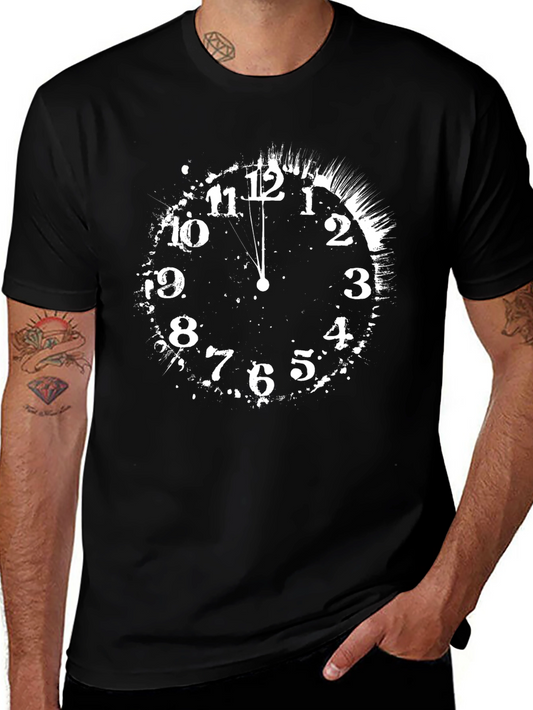 Midnight Clock Tee - Black Cotton Graphic T-Shirt