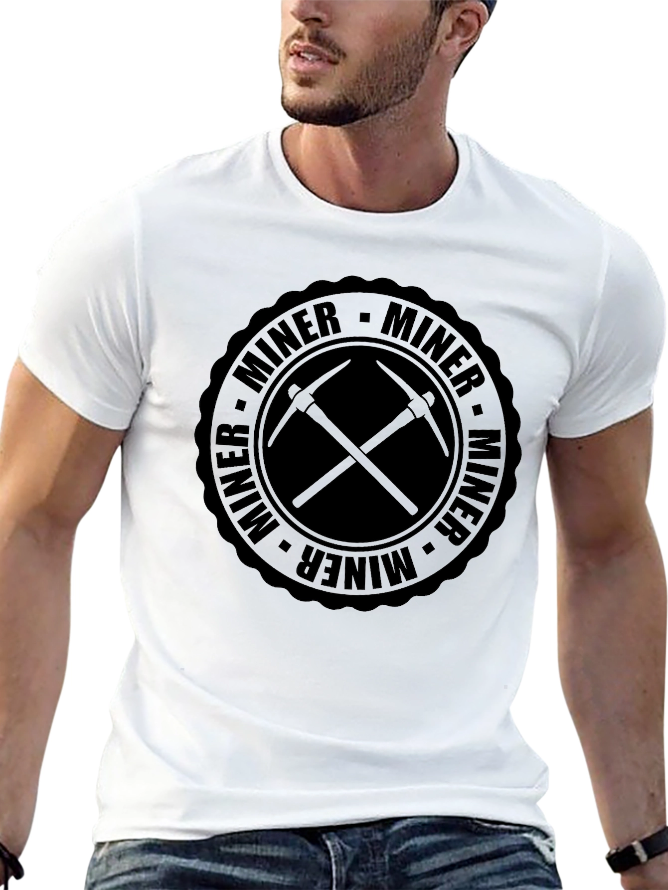 Black Miner Pickaxe Graphic T-Shirt