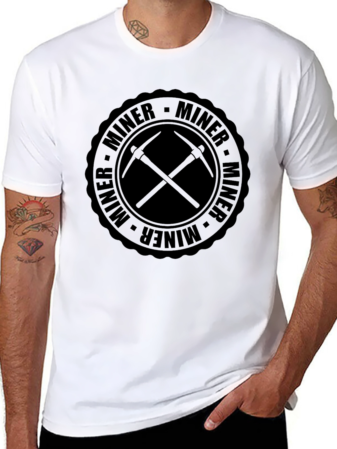 Black Miner Pickaxe Graphic T-Shirt