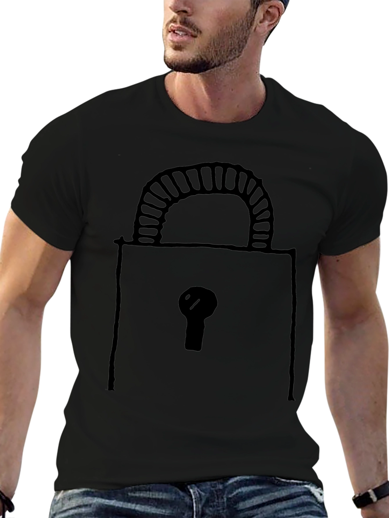 Lock Graphic Black T-Shirt