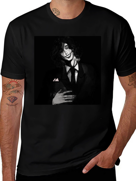 Monochrome Joker Graphic Tee - Dark Humor Fashion