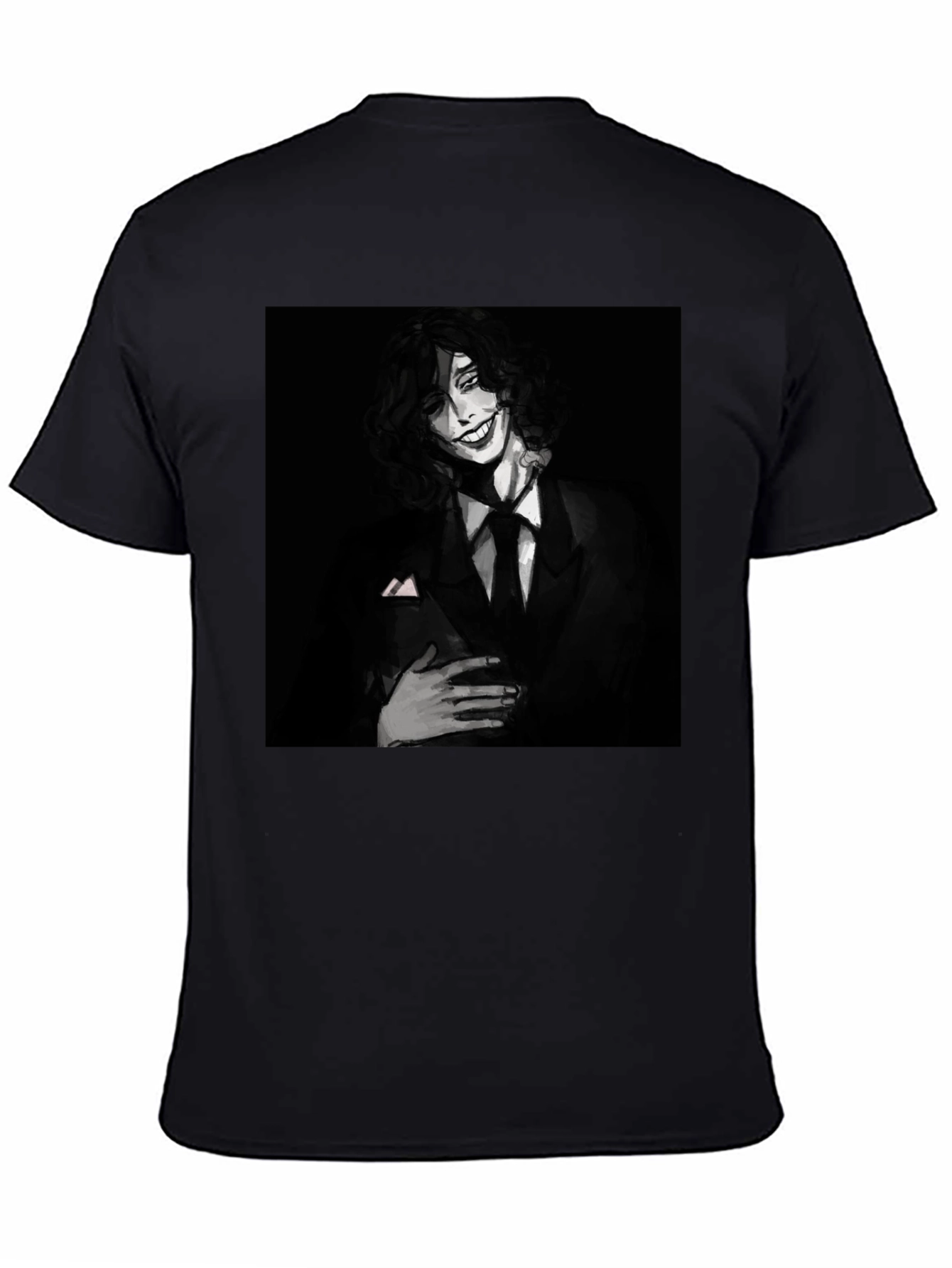 Monochrome Joker Graphic Tee - Dark Humor Fashion