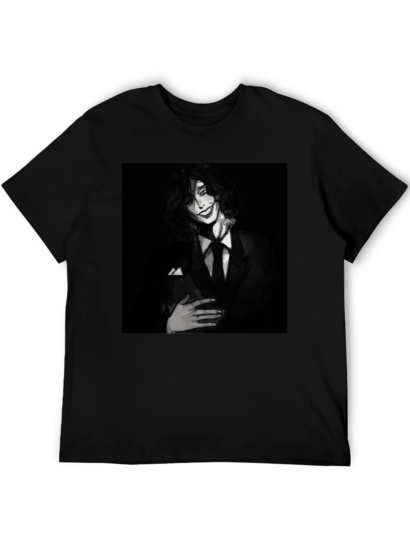Monochrome Joker Graphic Tee - Dark Humor Fashion