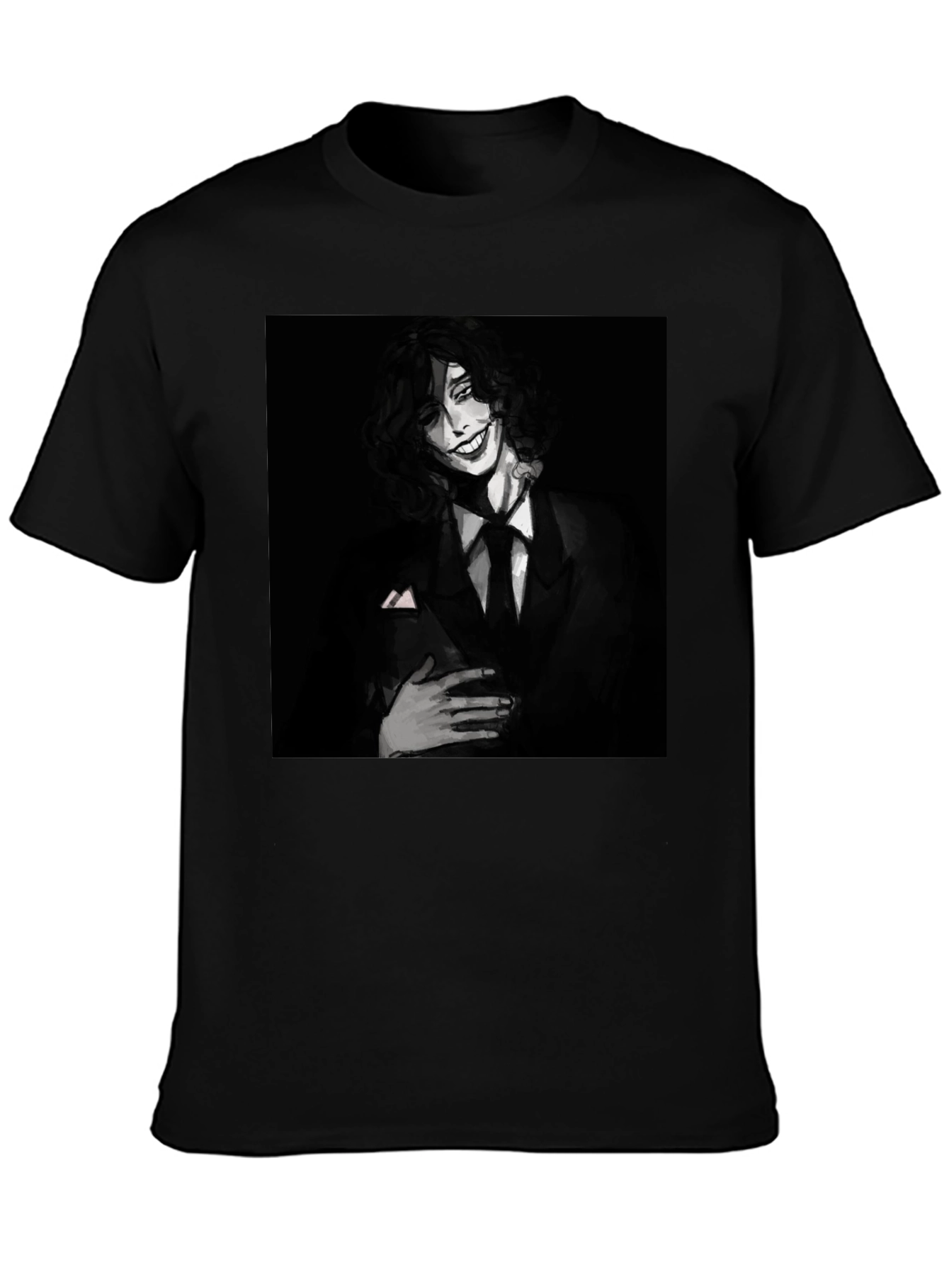 Monochrome Joker Graphic Tee - Dark Humor Fashion