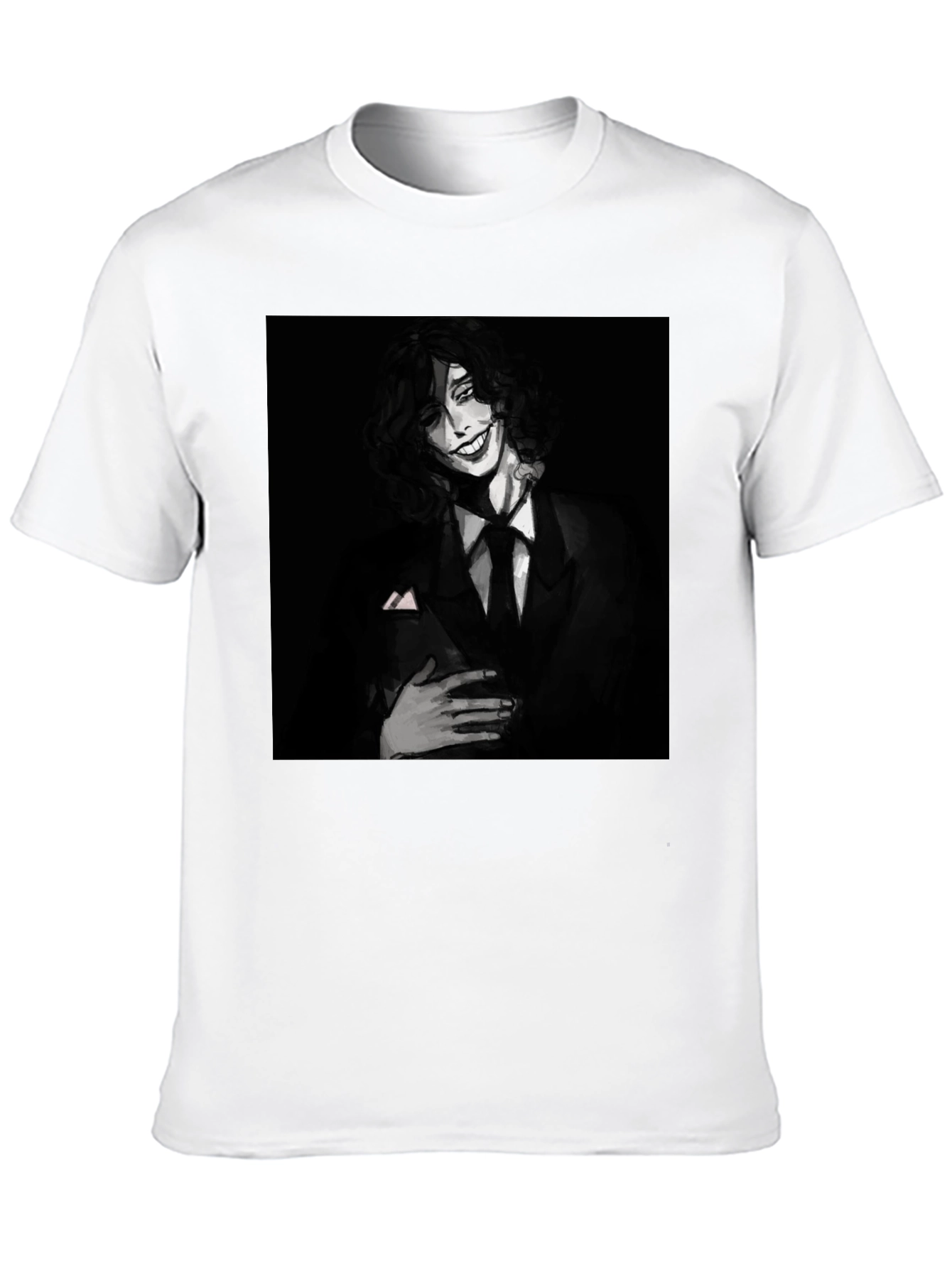 Monochrome Joker Graphic Tee - Dark Humor Fashion