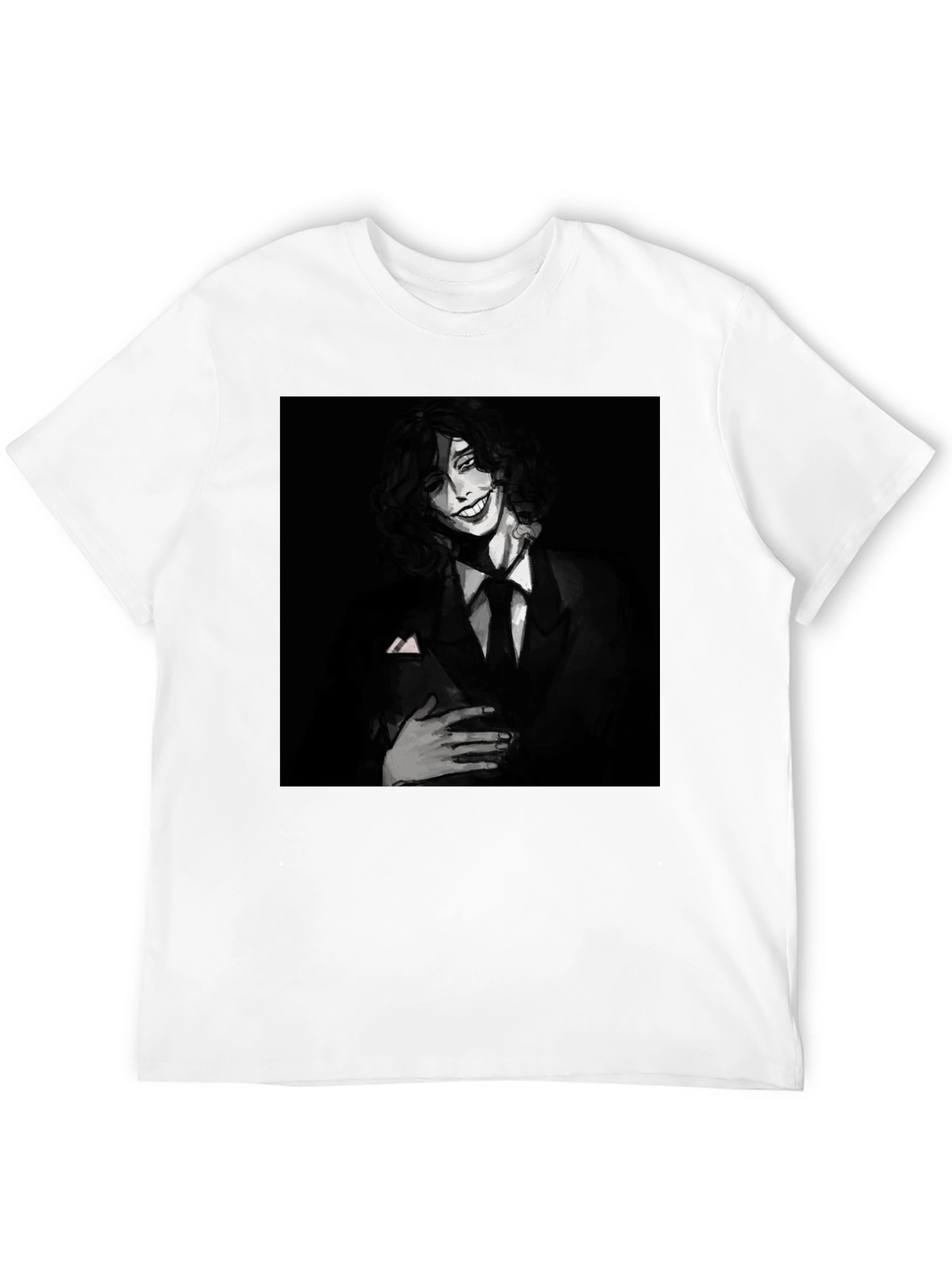 Monochrome Joker Graphic Tee - Dark Humor Fashion