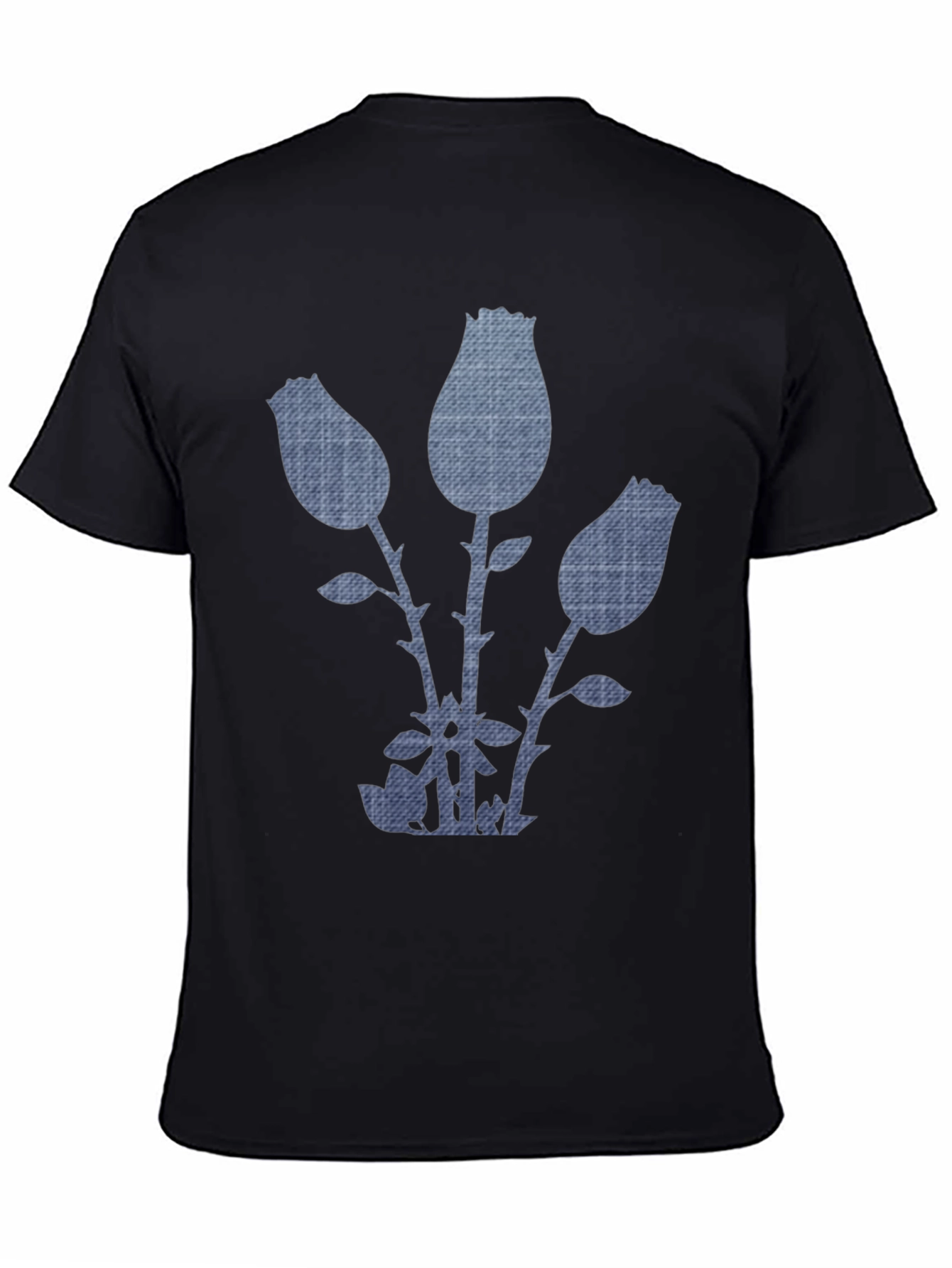 Denim Rose Graphic Tee - Modern Casual Style