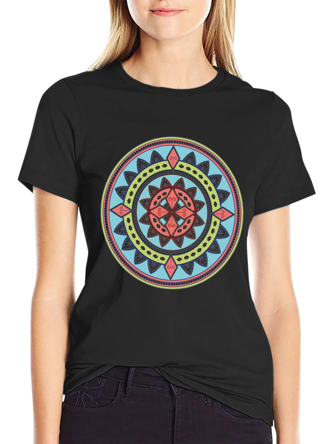 Mandala Graphic Print Black T-Shirt
