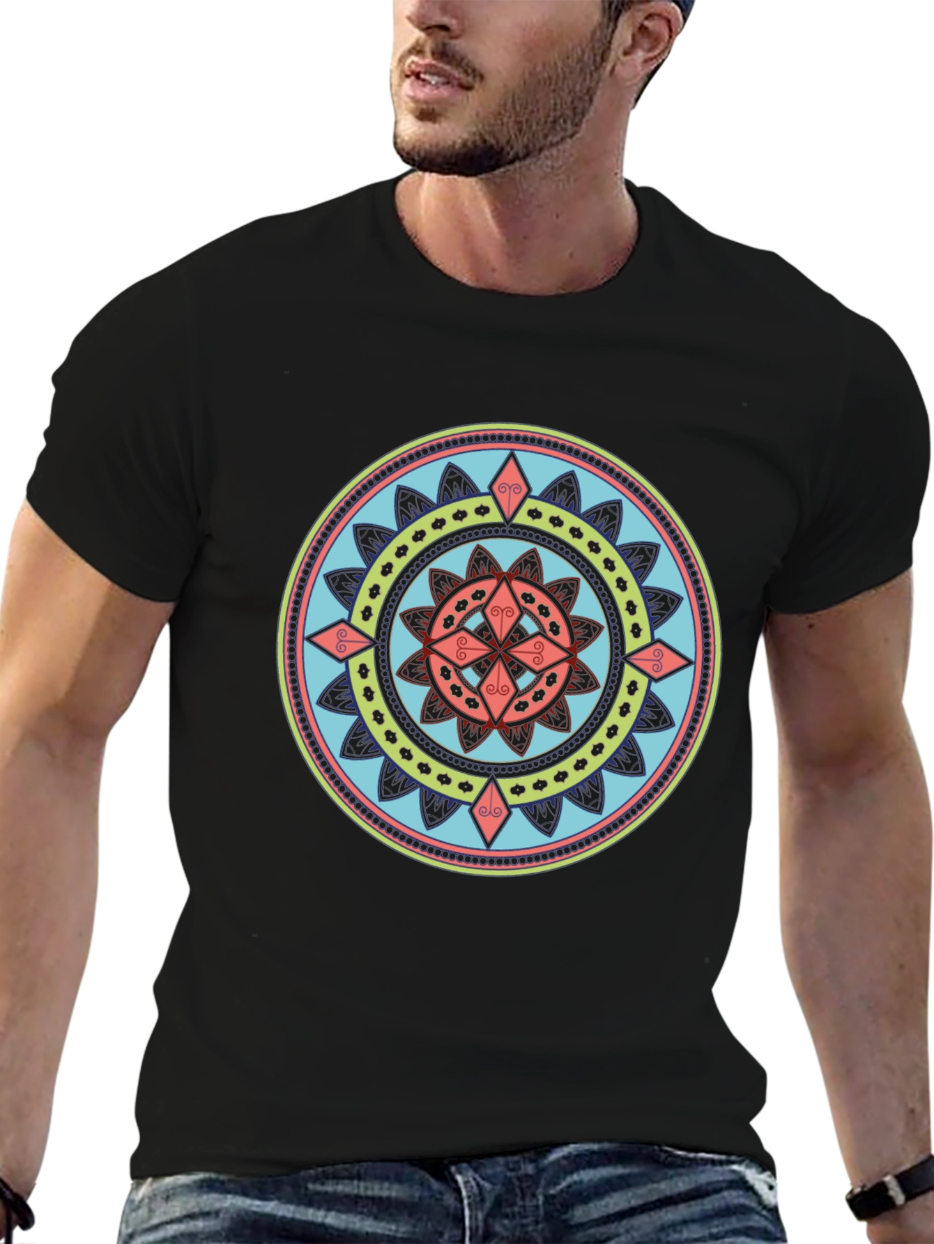 Mandala Graphic Print Black T-Shirt