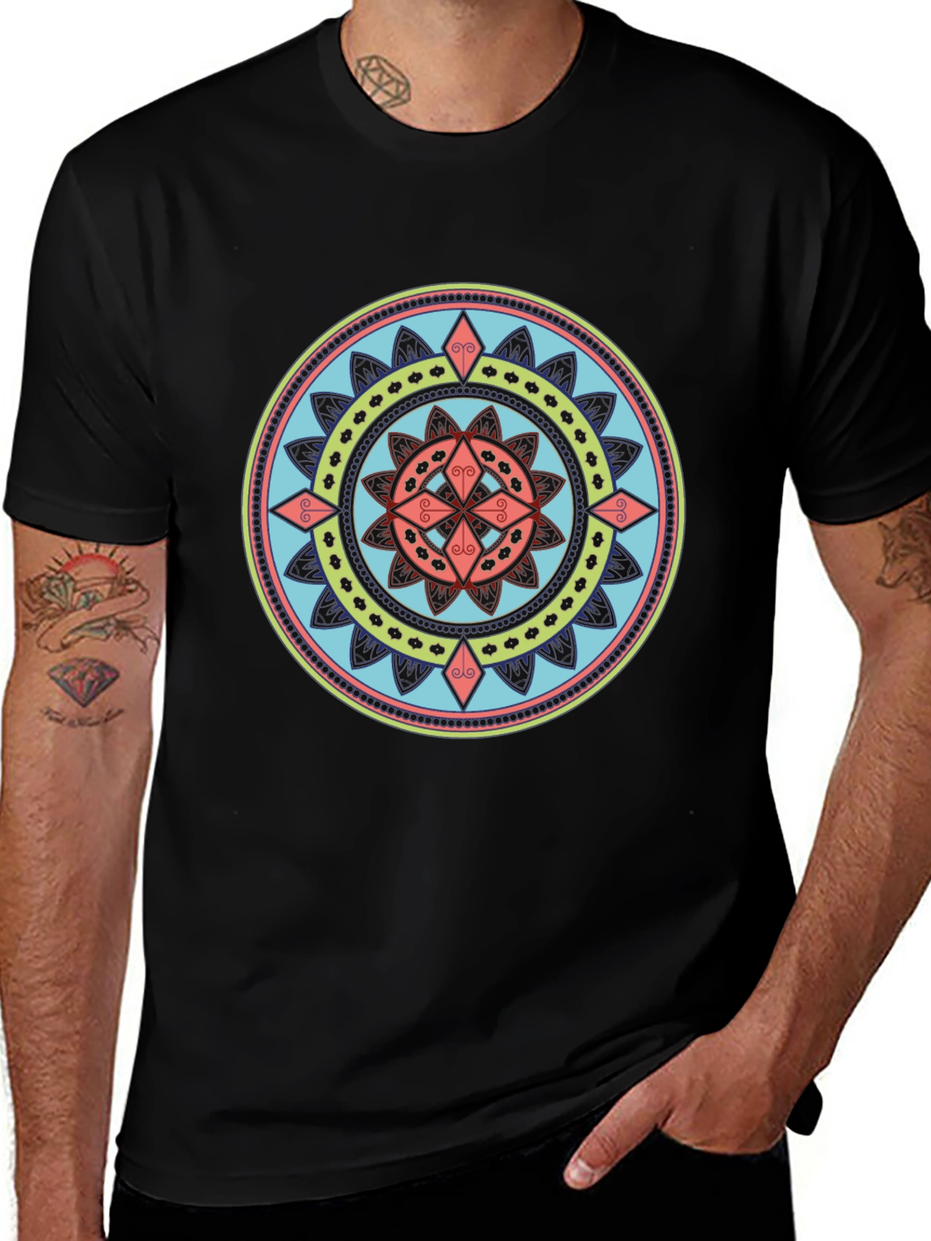 Mandala Graphic Print Black T-Shirt