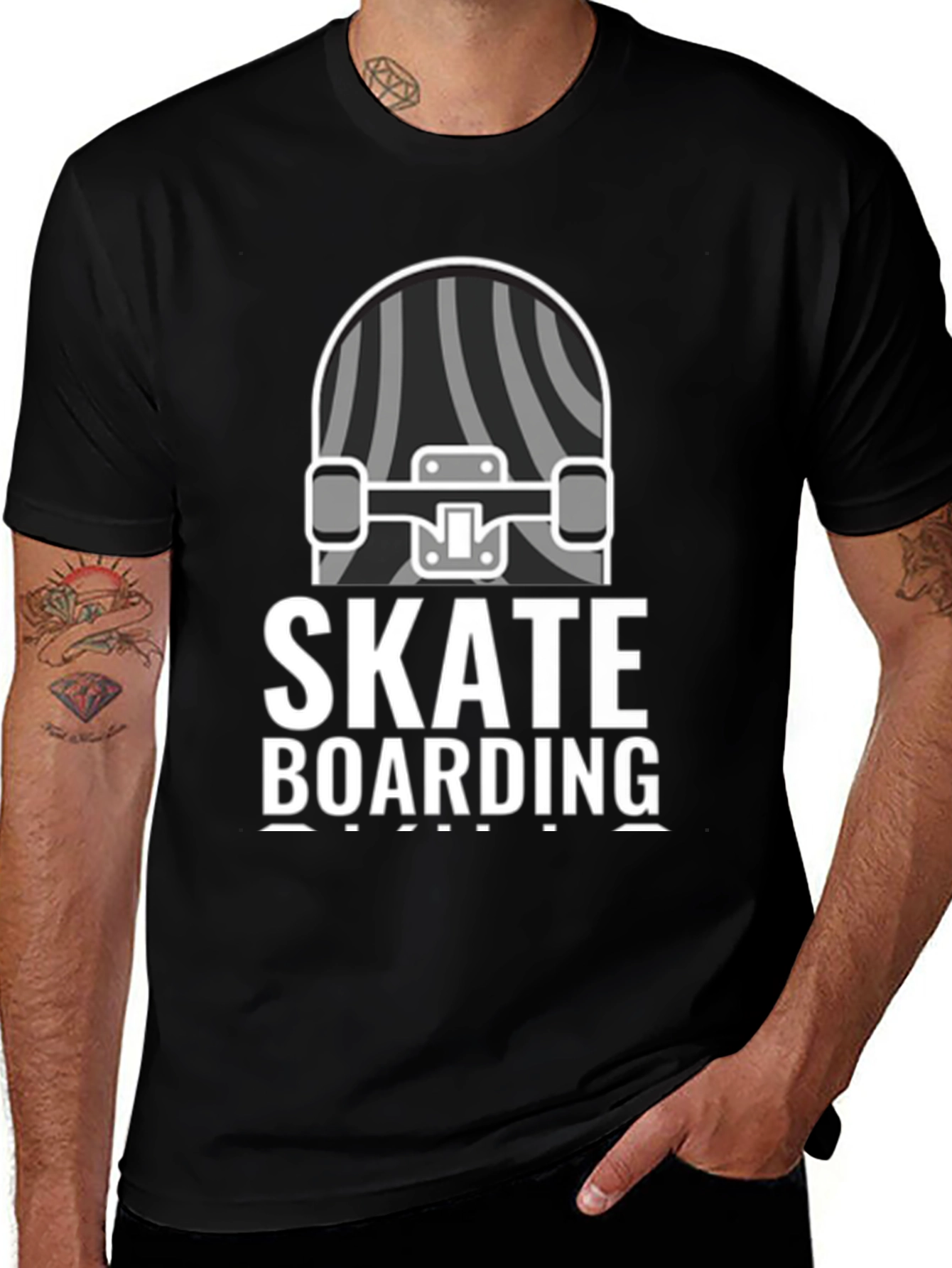 Skateboarding Graphic T-Shirt - Black