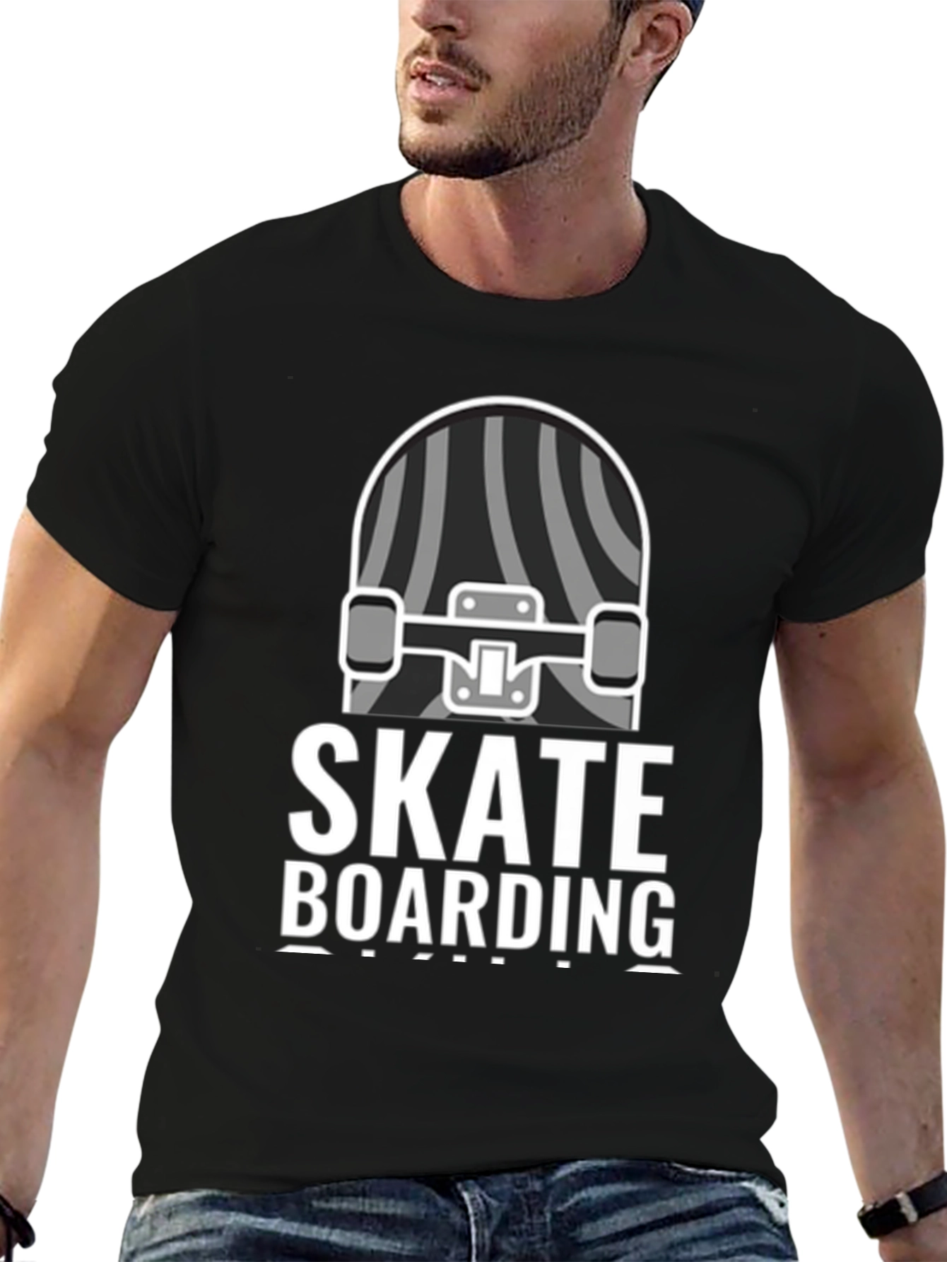 Skateboarding Graphic T-Shirt - Black