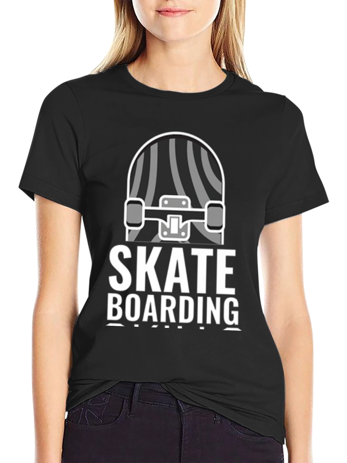 Skateboarding Graphic T-Shirt - Black