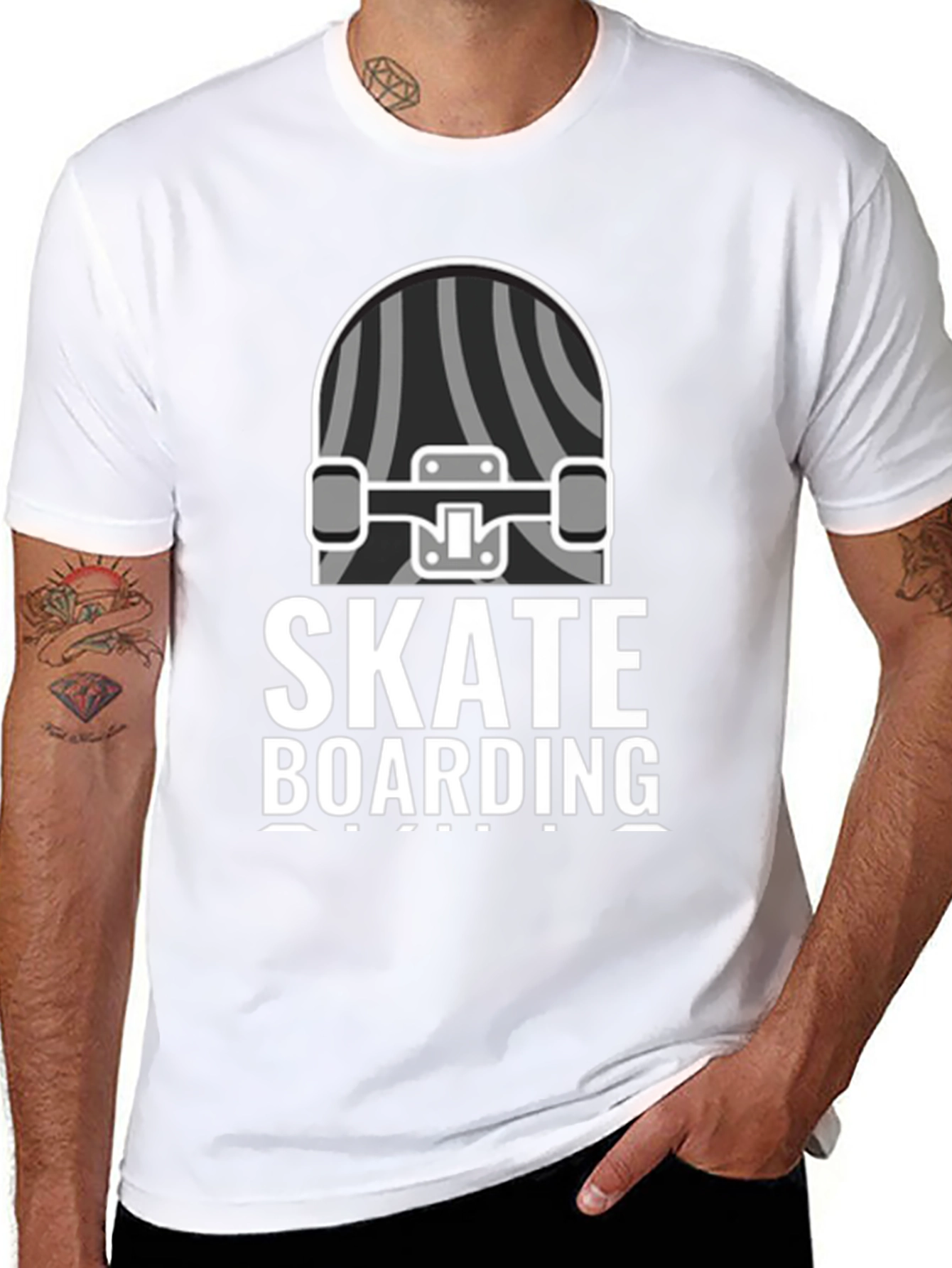 Skateboarding Graphic T-Shirt - Black