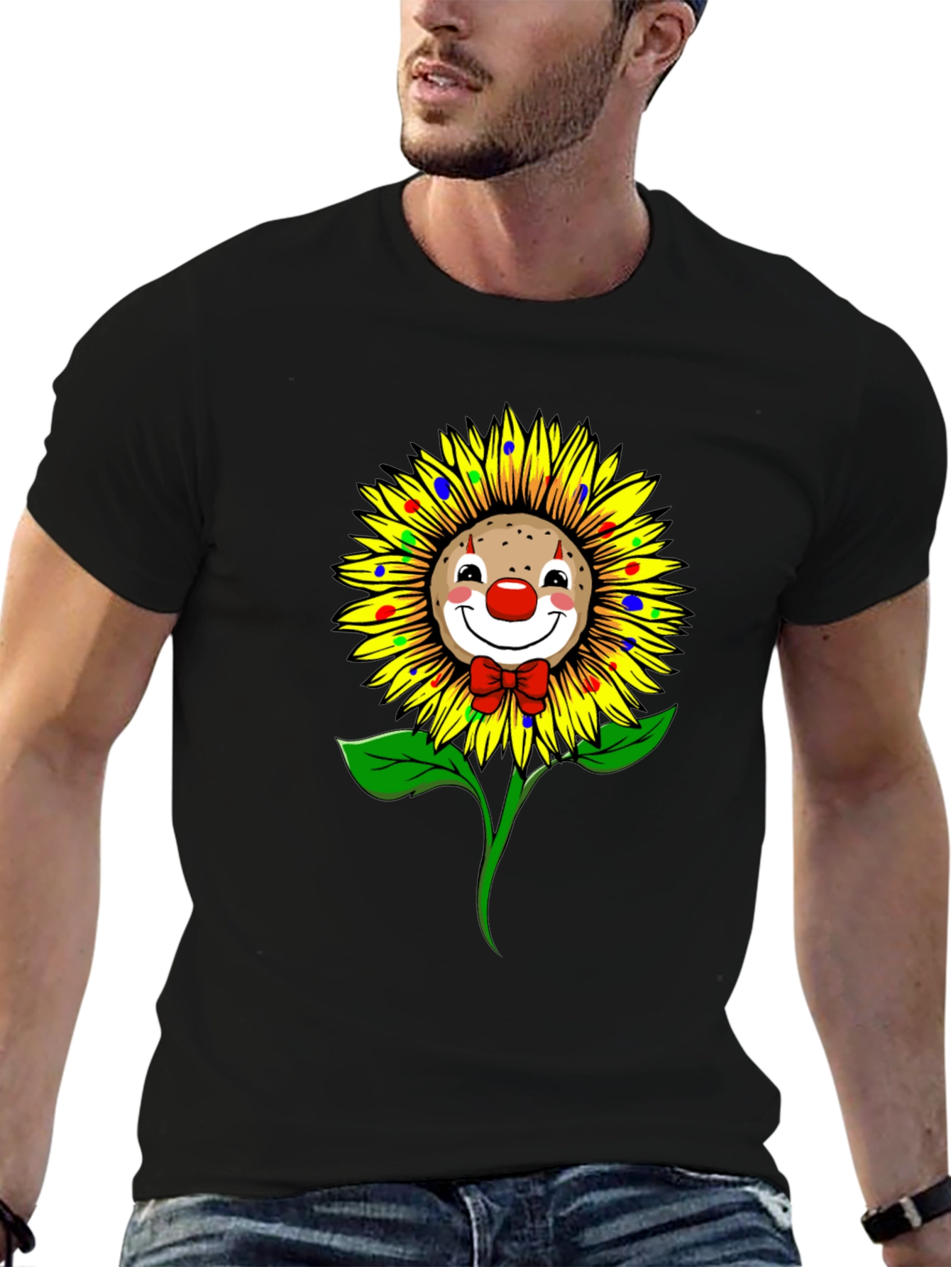 Clown Sunflower Graphic T-Shirt