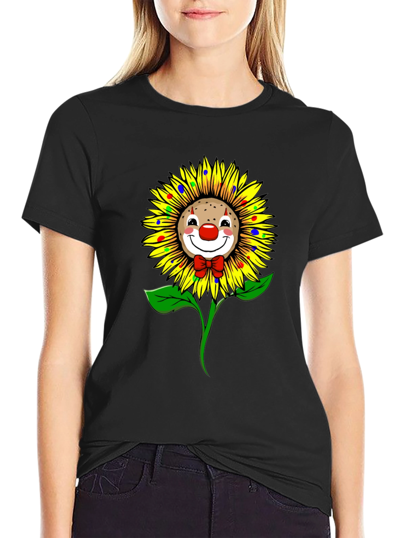 Clown Sunflower Graphic T-Shirt