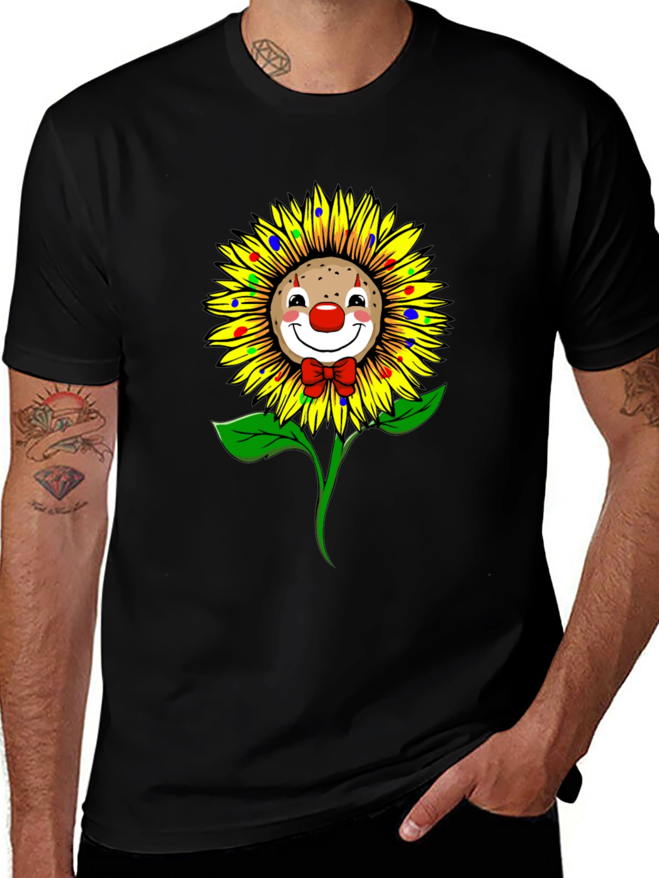 Clown Sunflower Graphic T-Shirt