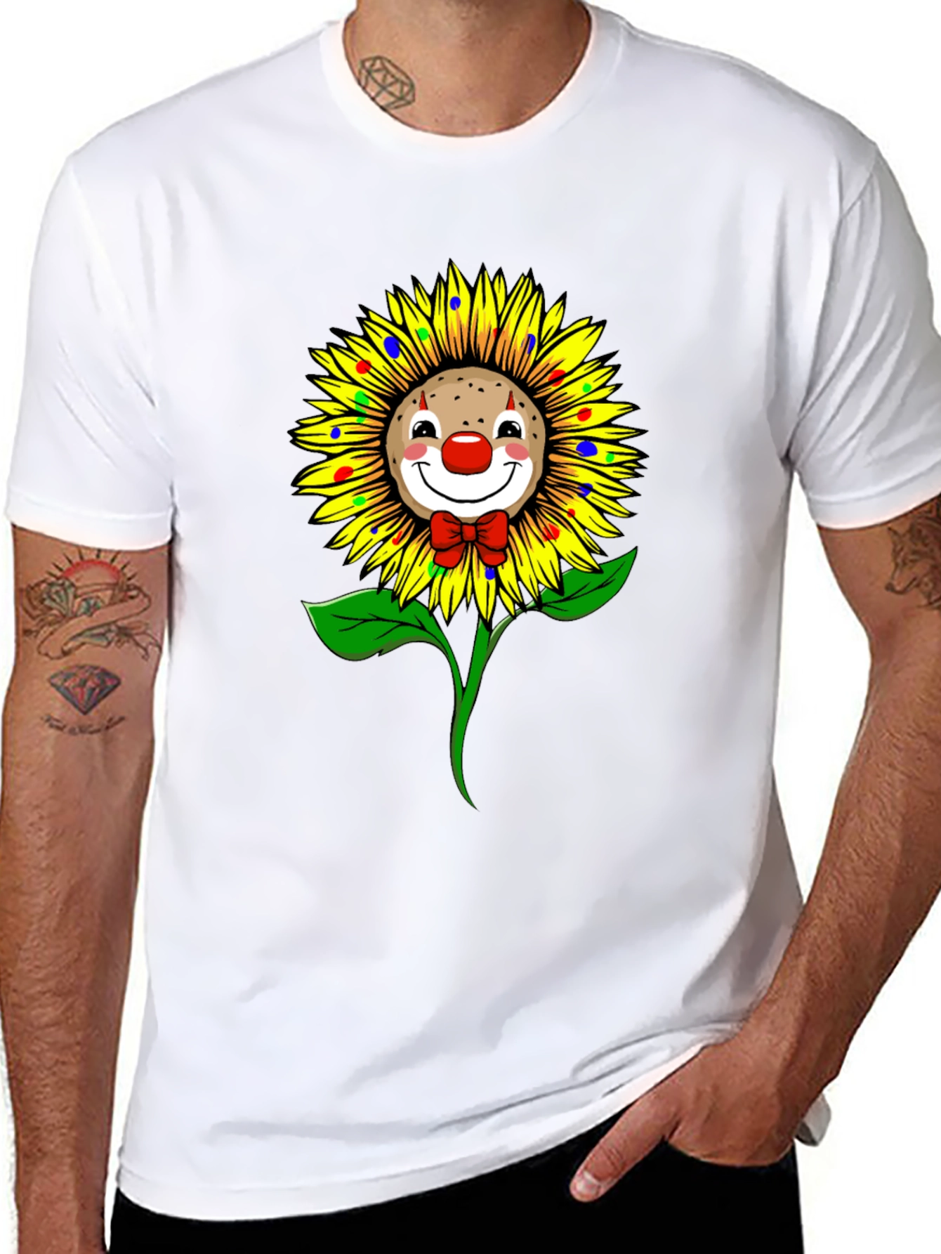 Clown Sunflower Graphic T-Shirt