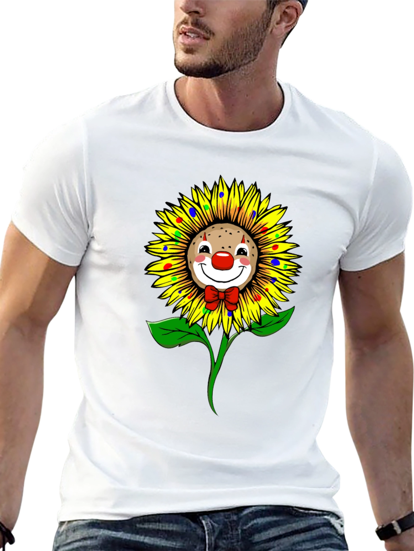 Clown Sunflower Graphic T-Shirt