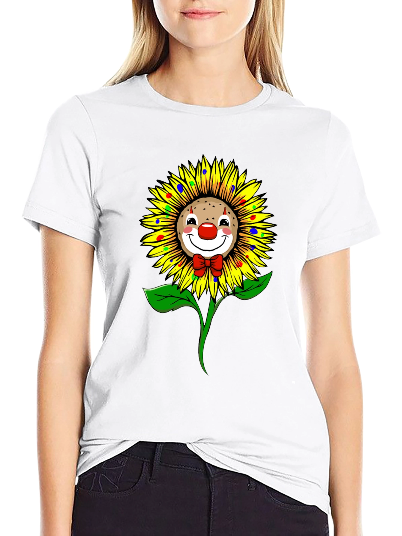 Clown Sunflower Graphic T-Shirt