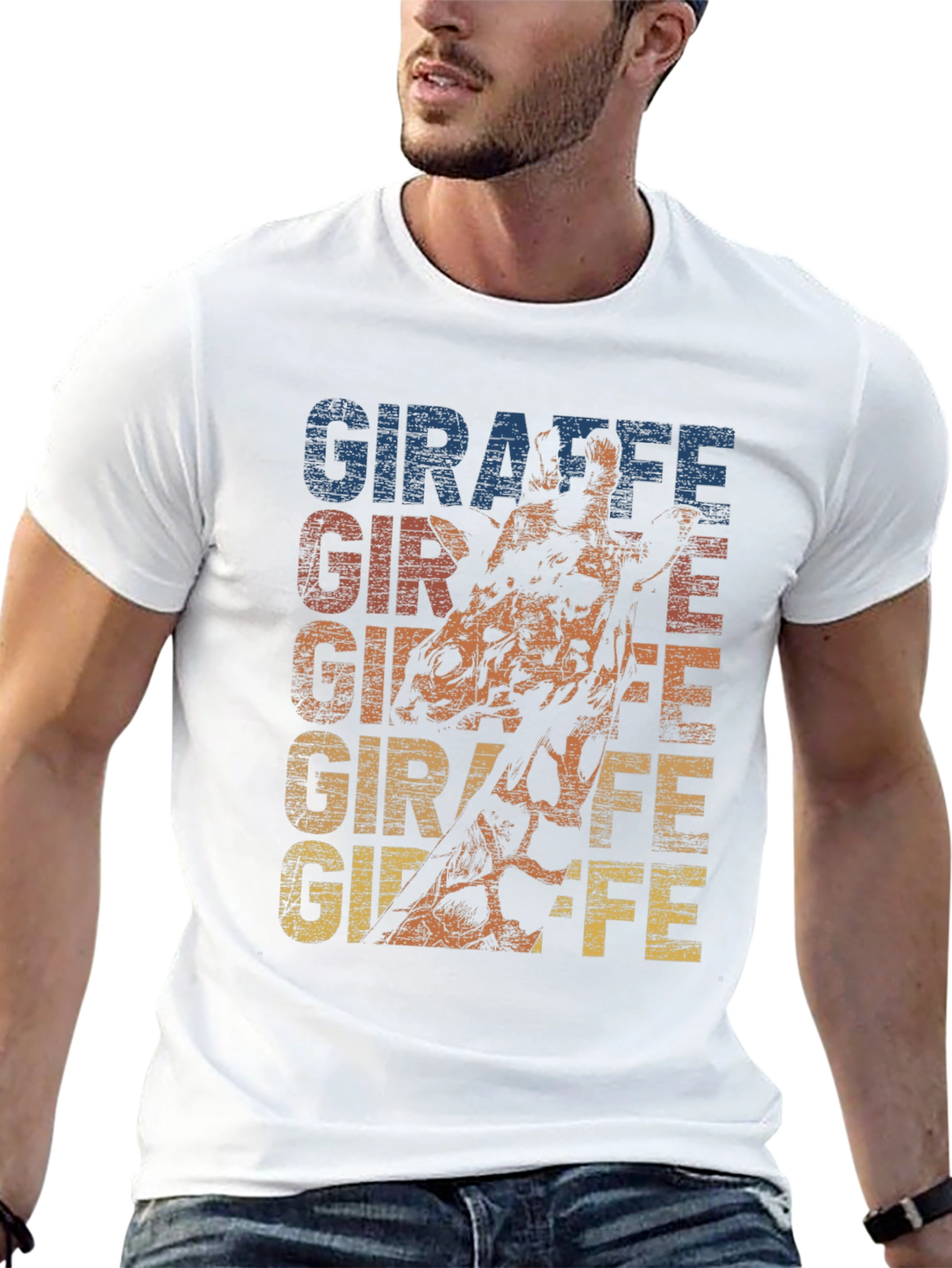 Giraffe Graphic Print Crew Neck T-Shirt