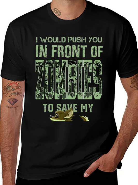 Zombie T-Shirt - Would Push You Funny Tee