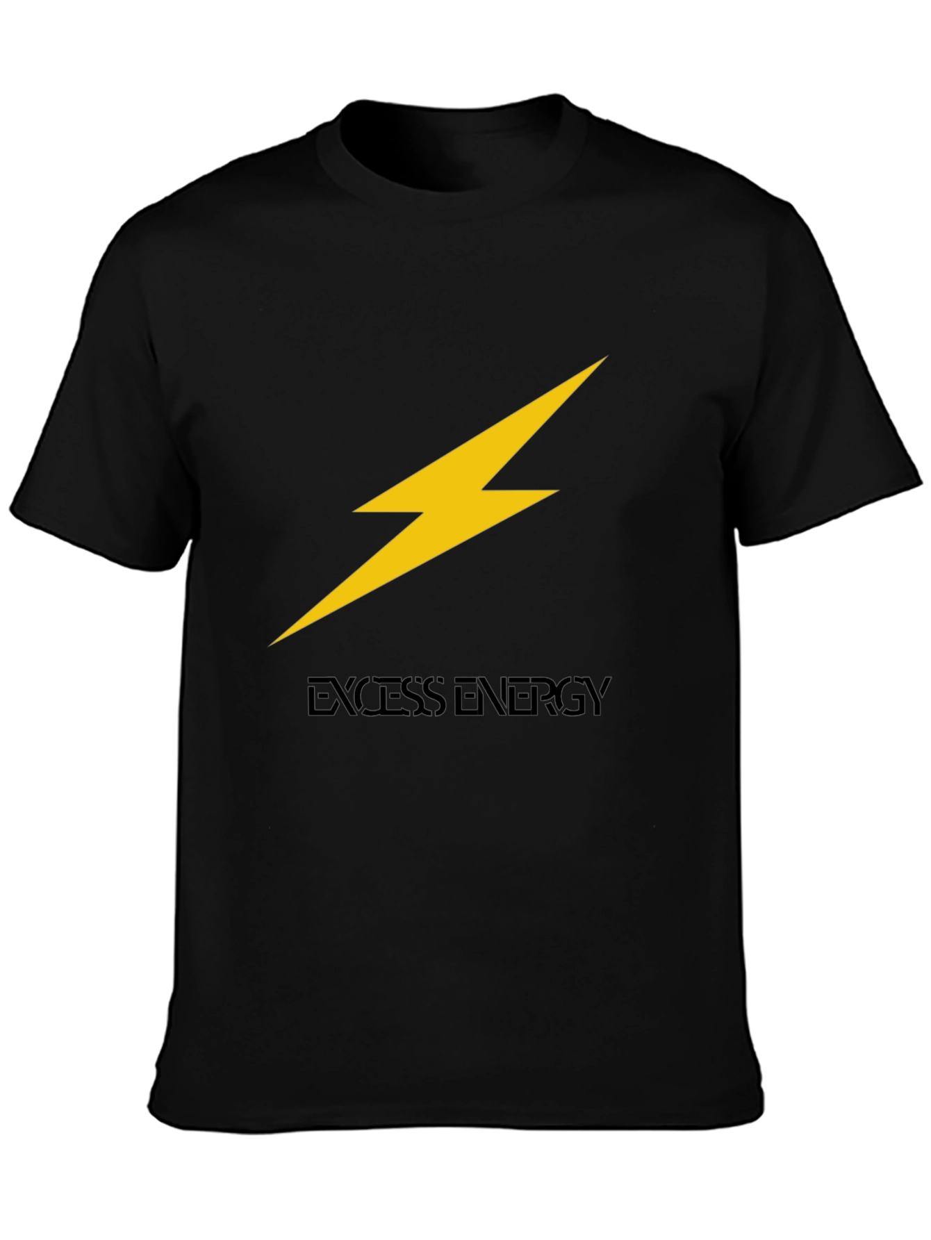 Excess Energy Black T-Shirt - Lightning Bolt Design