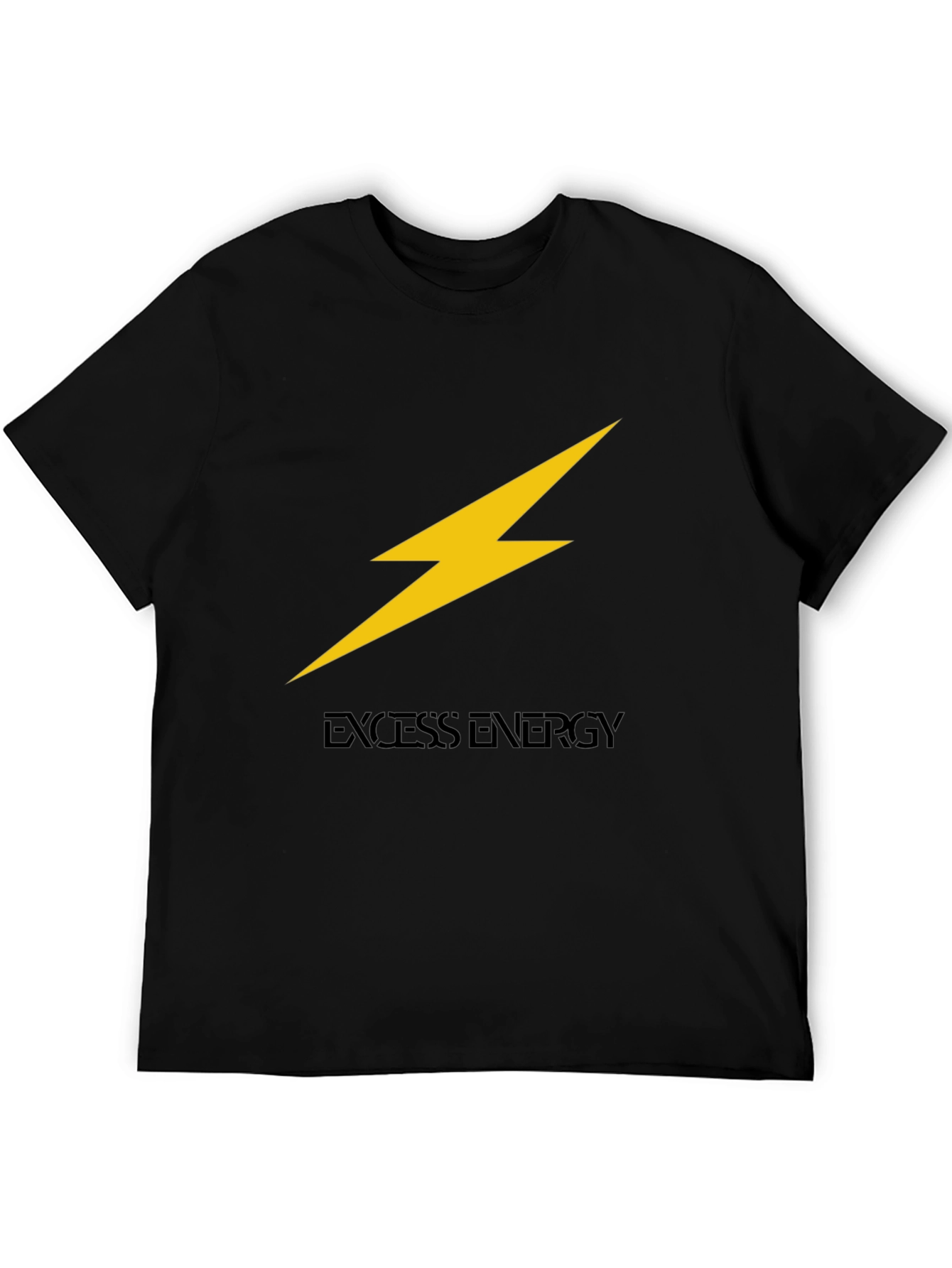 Excess Energy Black T-Shirt - Lightning Bolt Design