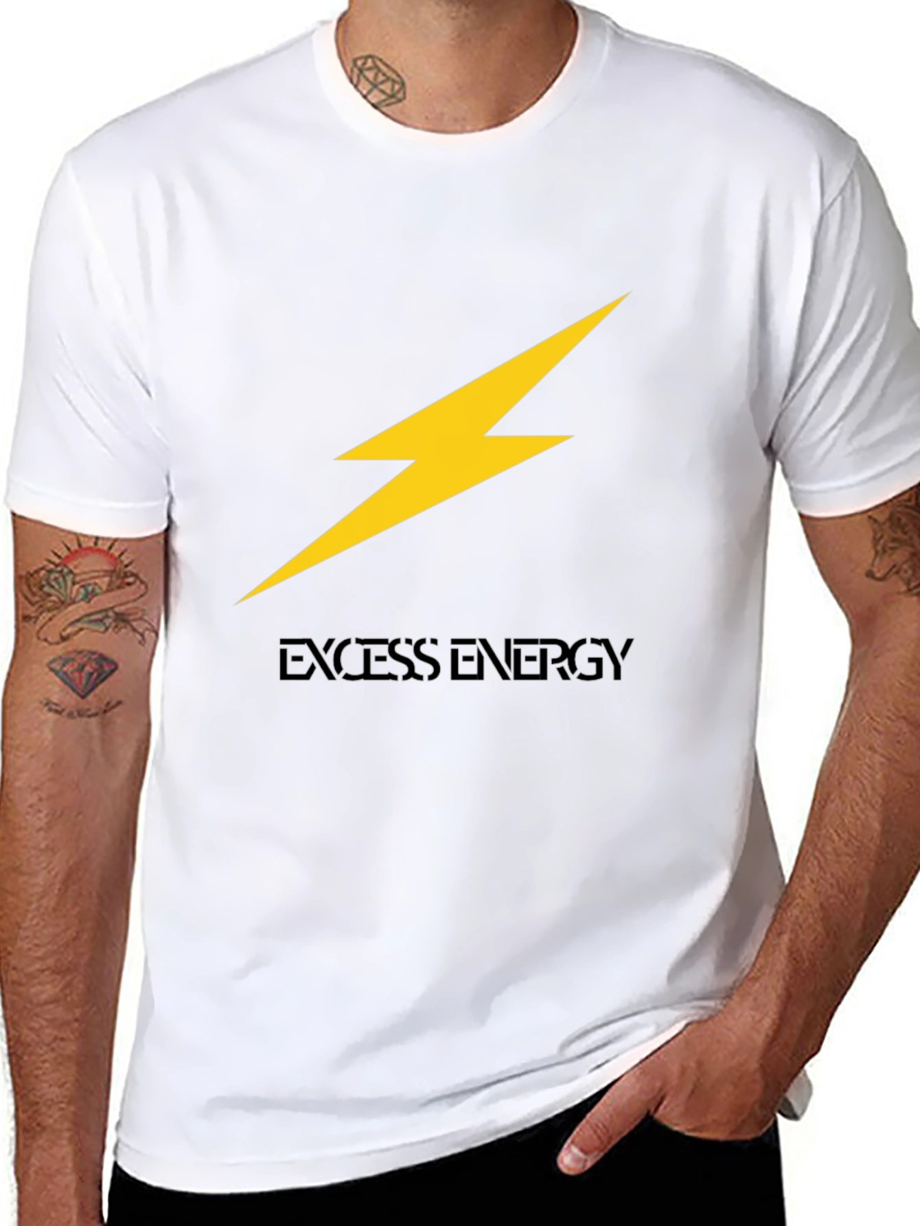 Excess Energy Black T-Shirt - Lightning Bolt Design