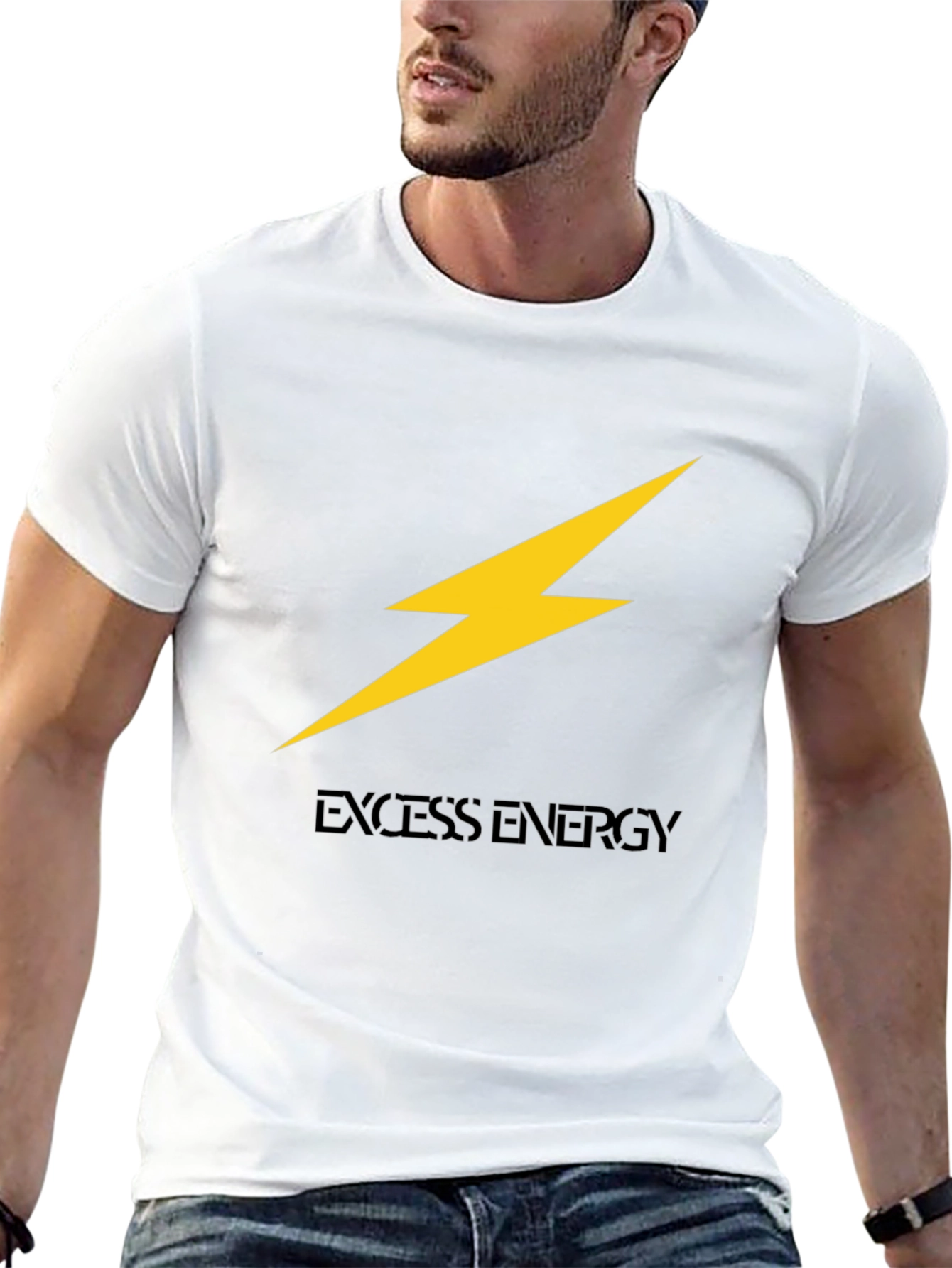 Excess Energy Black T-Shirt - Lightning Bolt Design