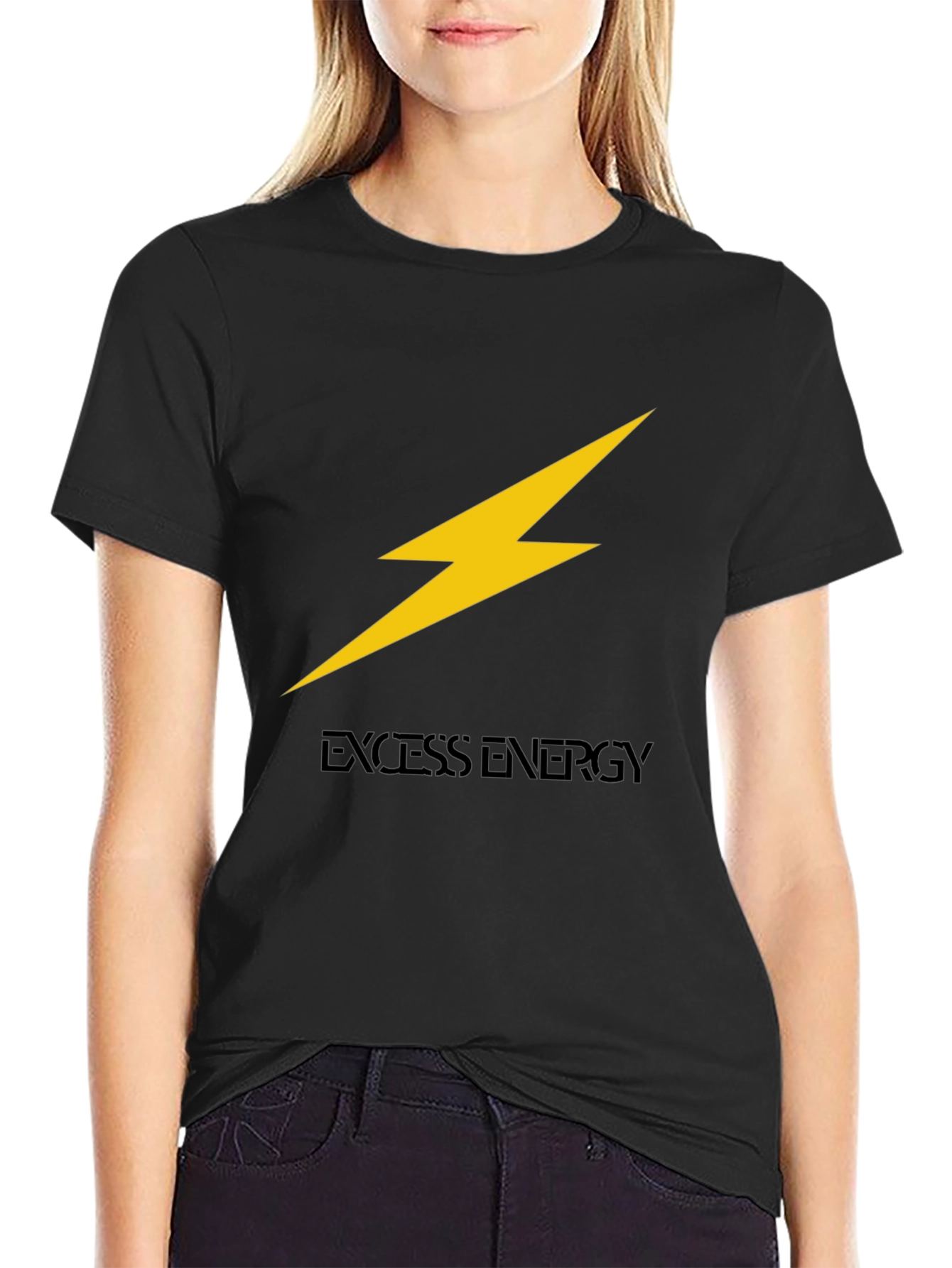 Excess Energy Black T-Shirt - Lightning Bolt Design