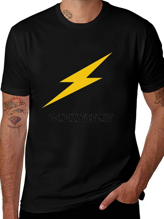 Excess Energy Black T-Shirt - Lightning Bolt Design