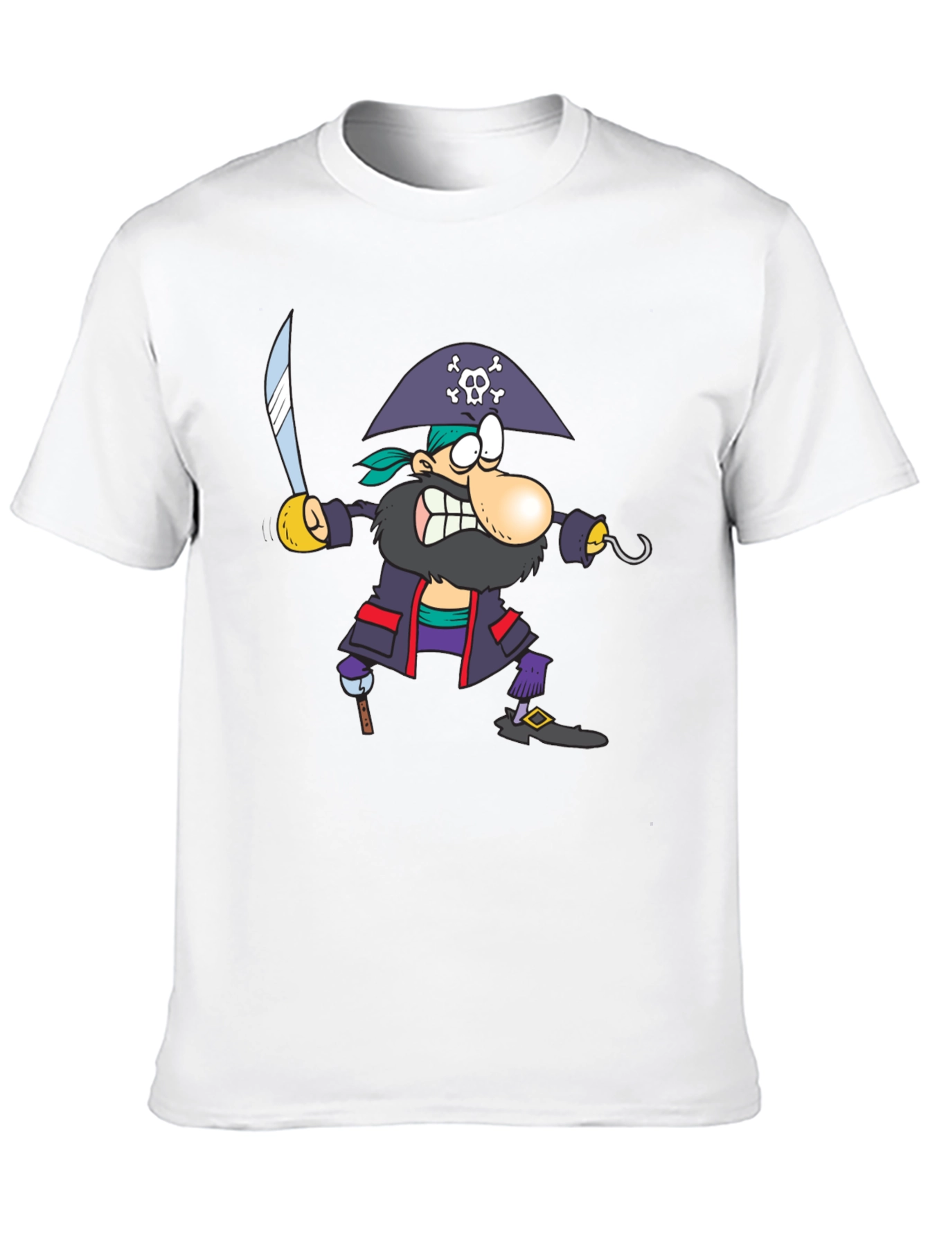 Pirate Cartoon Graphic Black T-Shirt