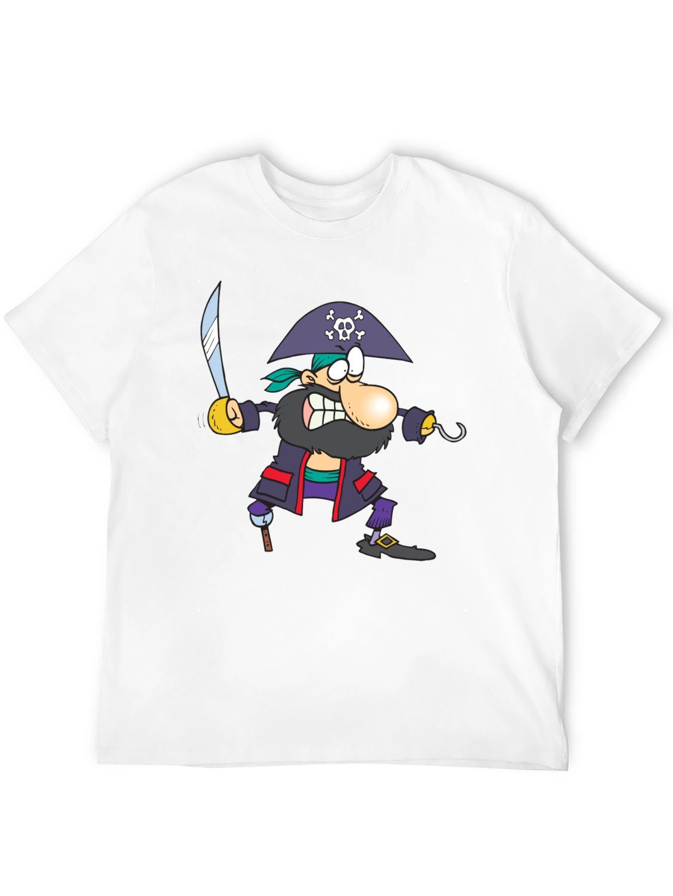 Pirate Cartoon Graphic Black T-Shirt