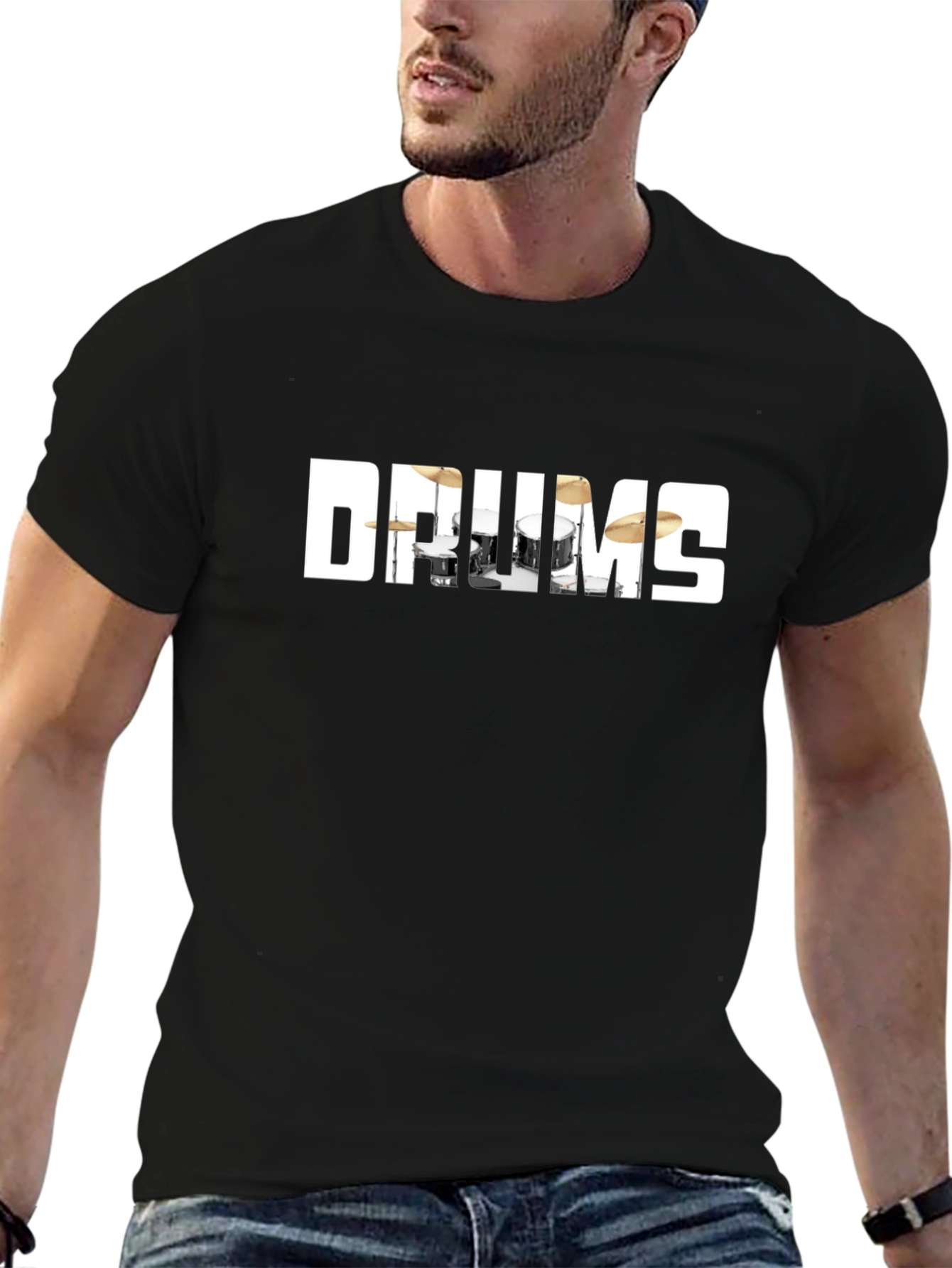 Drums Graphic Tee - Black Cotton Band T-Shirt