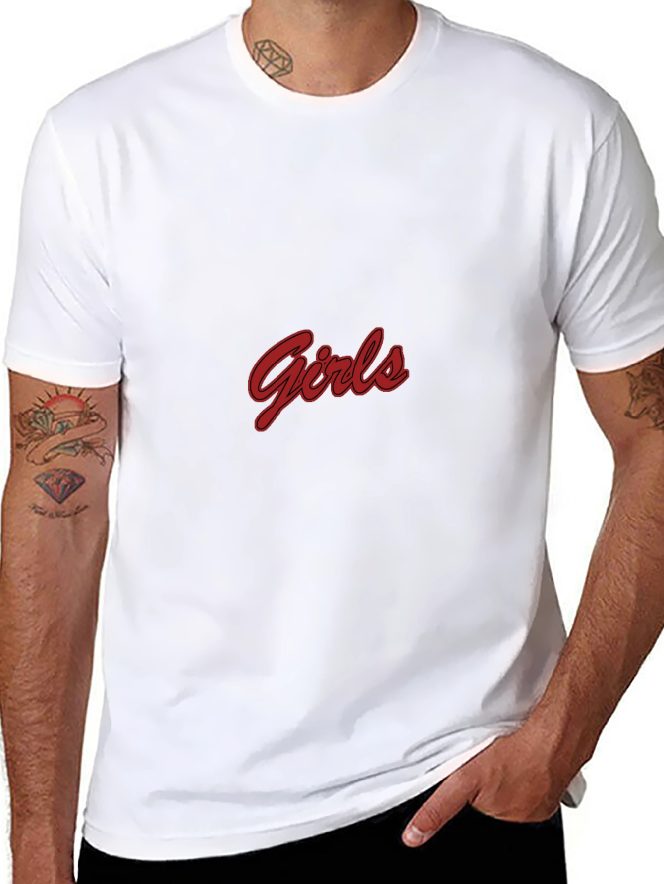Black T-Shirt with Girls Red Script