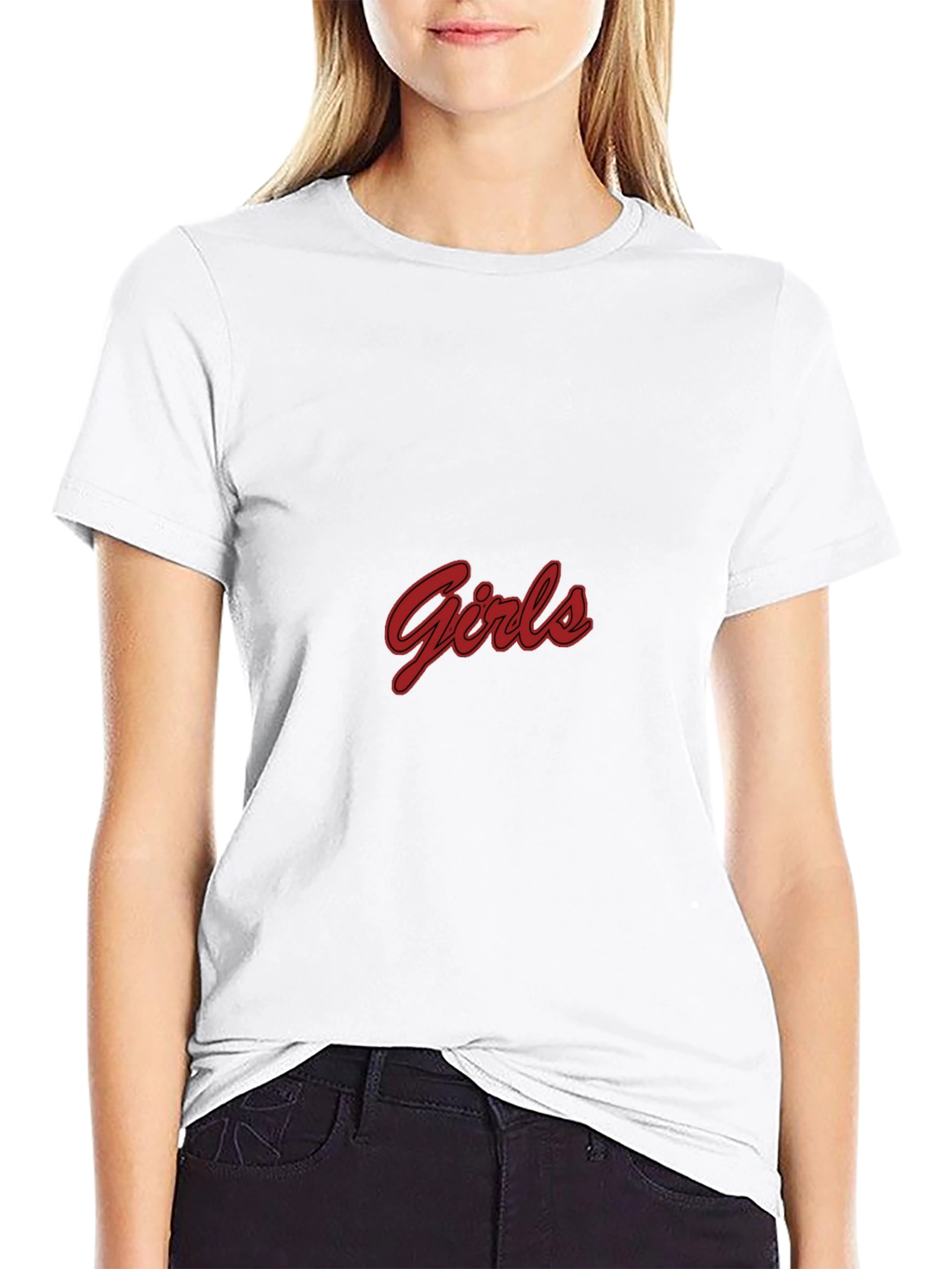 Black T-Shirt with Girls Red Script
