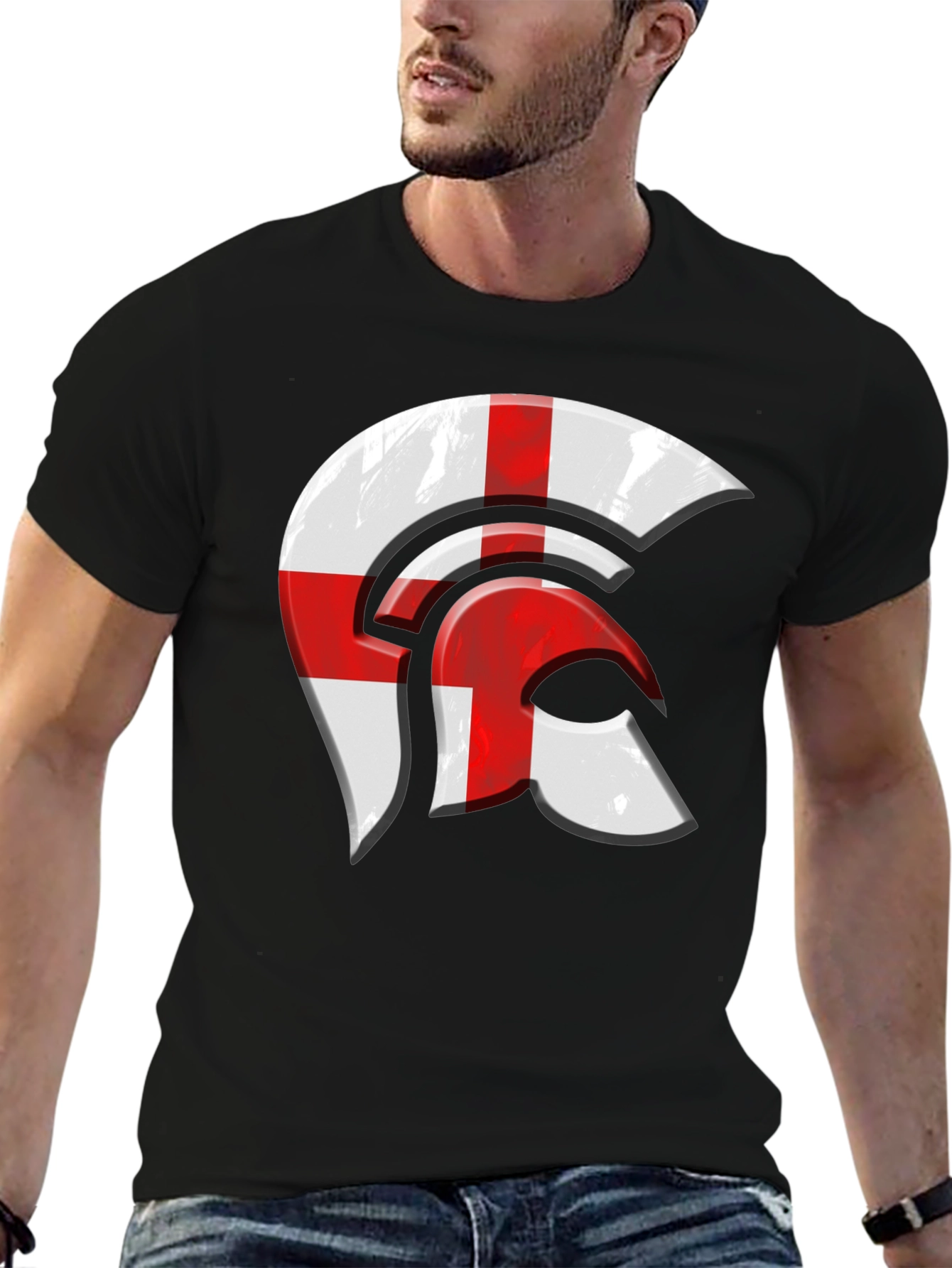 England Flag Spartan Helmet Graphic Tee