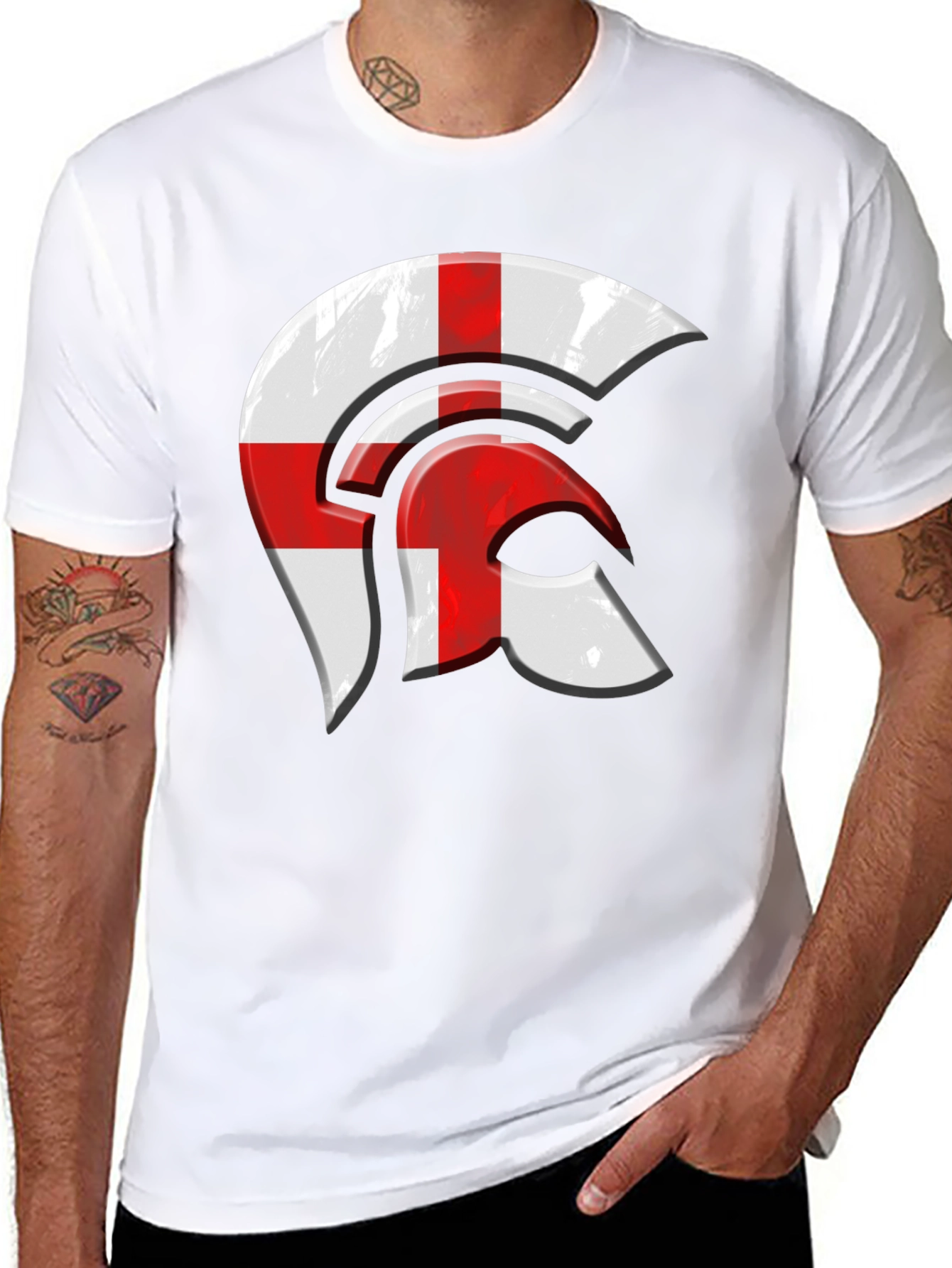England Flag Spartan Helmet Graphic Tee
