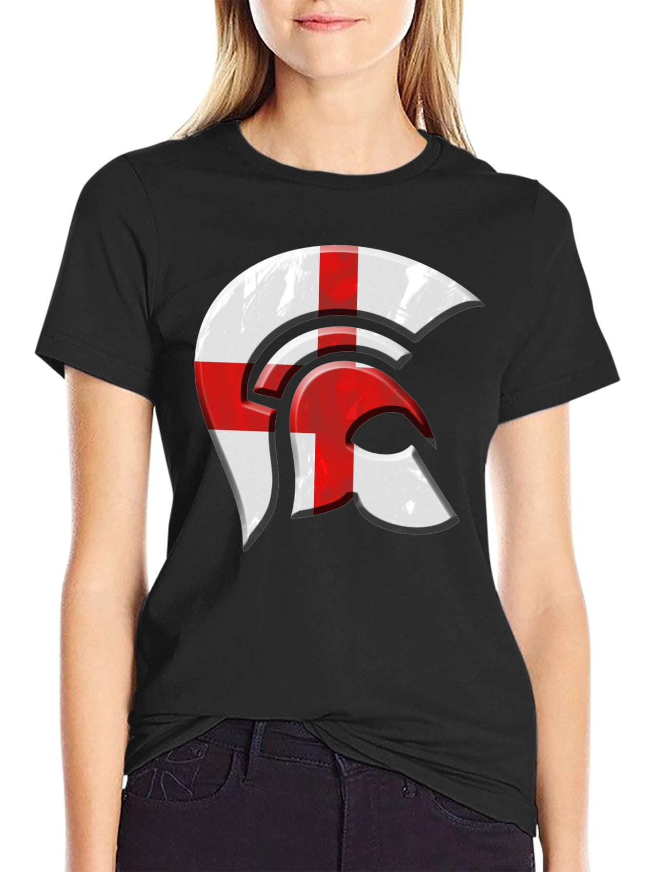 England Flag Spartan Helmet Graphic Tee